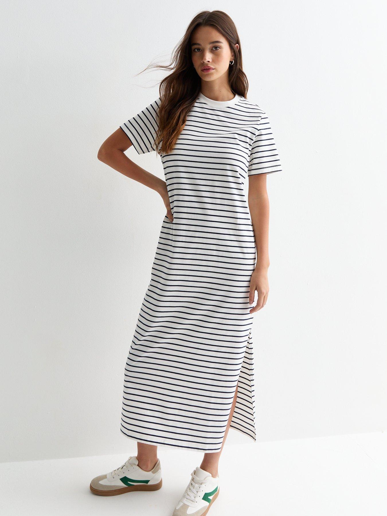 Striped cotton t shirt dress online