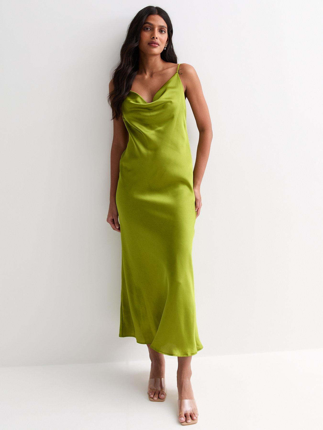 Light green silk dress best sale