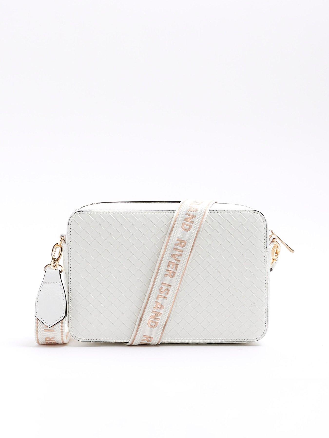 Weave Panel Crossbody Bag White