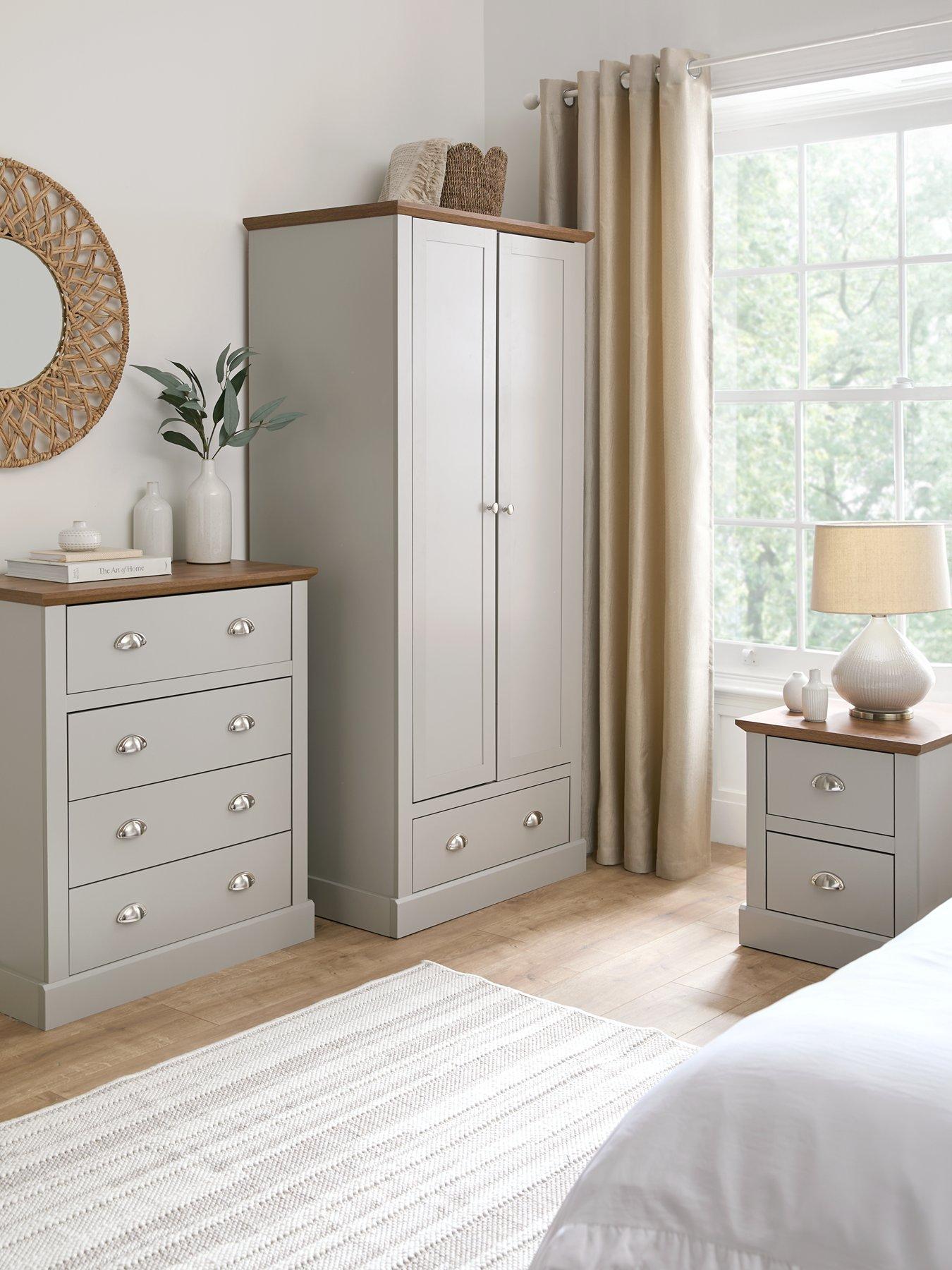 Very Home Crawford 3 Piece Package Deal - 2 Door Wardrobe, 4 Drawer Chest and 2 Drawer Bedside Chest