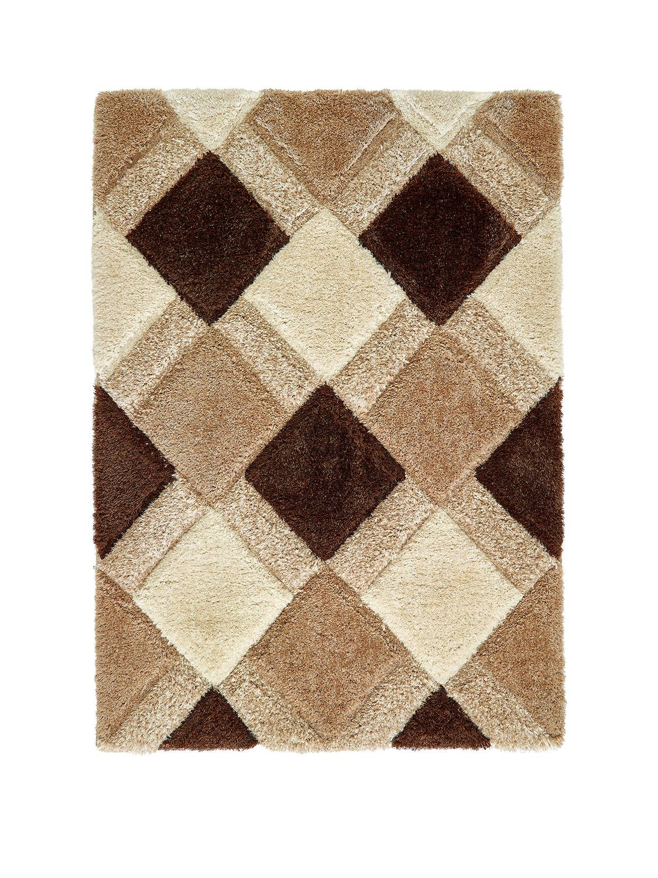 Image 2 of 3 of Very Home 3D Geo Shaggy Rug - Beige