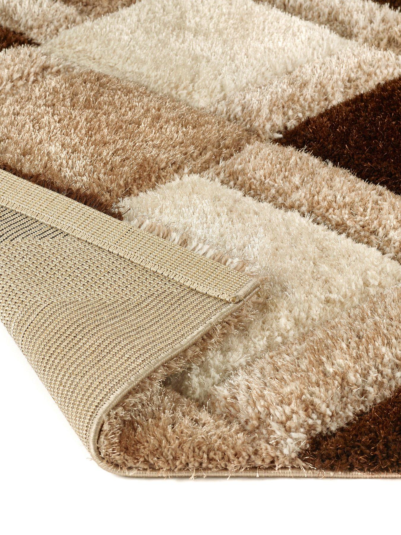 Image 3 of 3 of Very Home 3D Geo Shaggy Rug - Beige