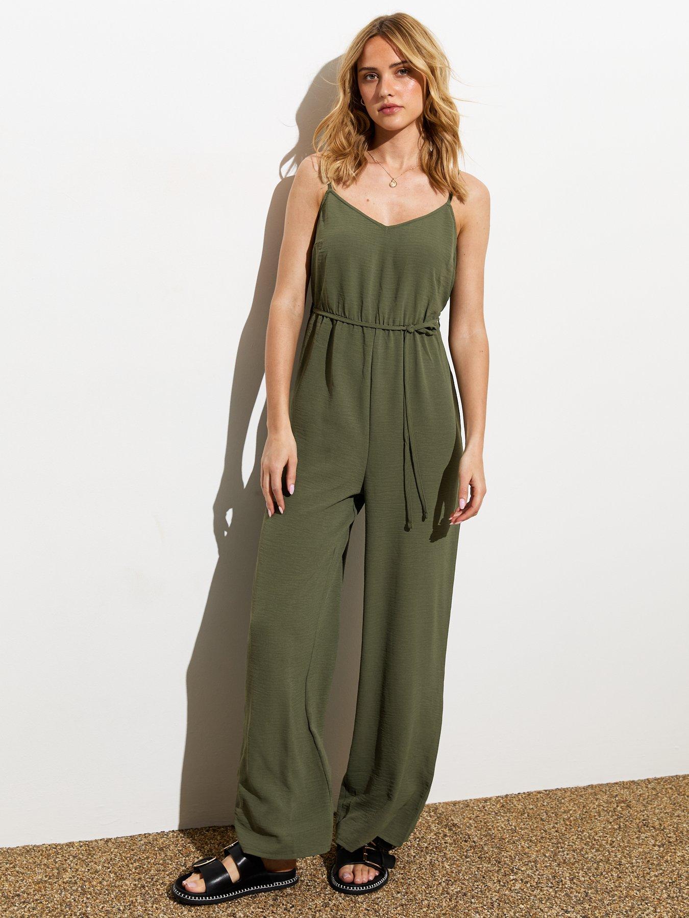 New Look Khaki Green Belted Jumpsuit | Very.co.uk