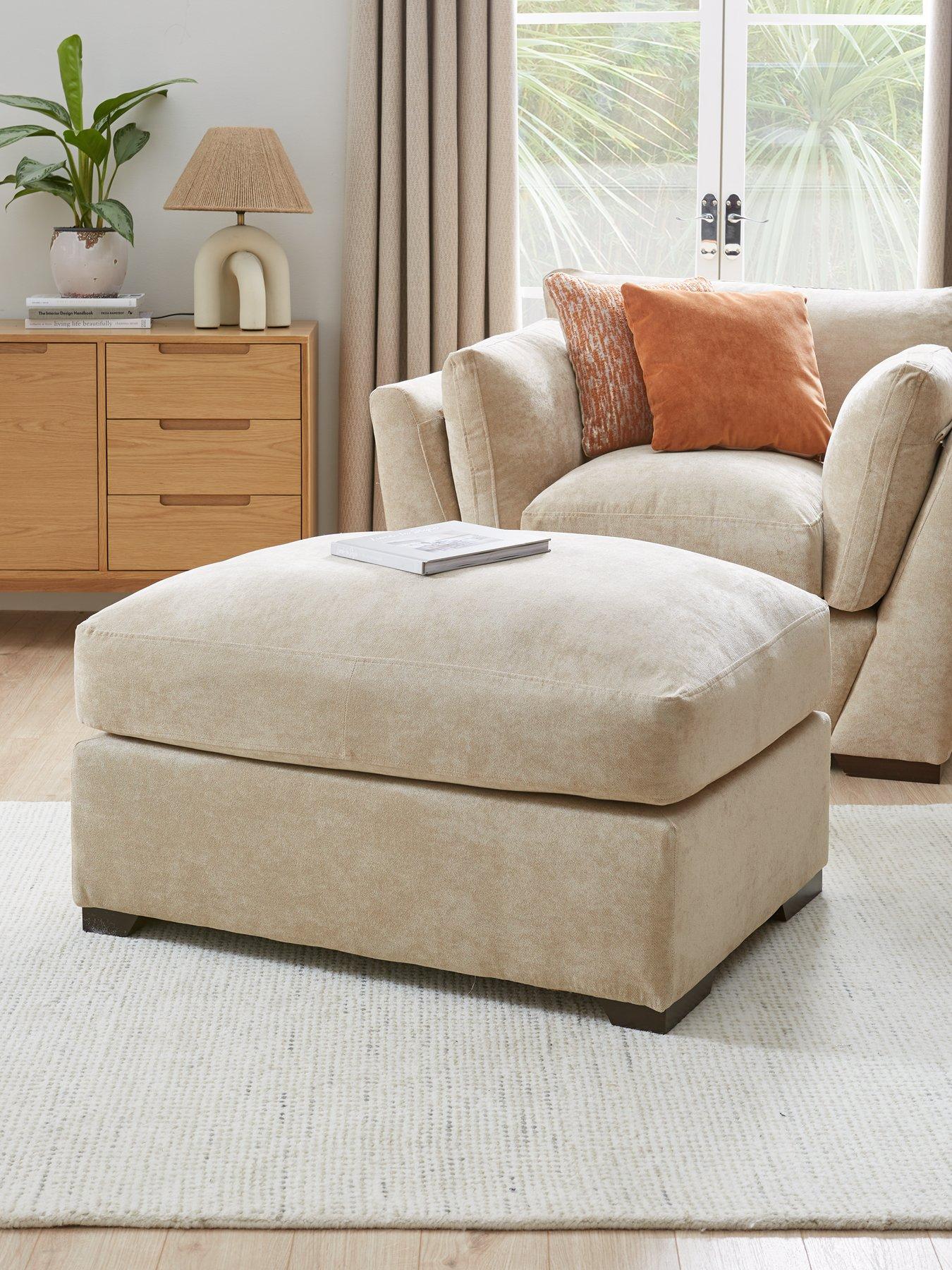 Product photograph of Very Home Lexington Large Fabric Footstool from very.co.uk