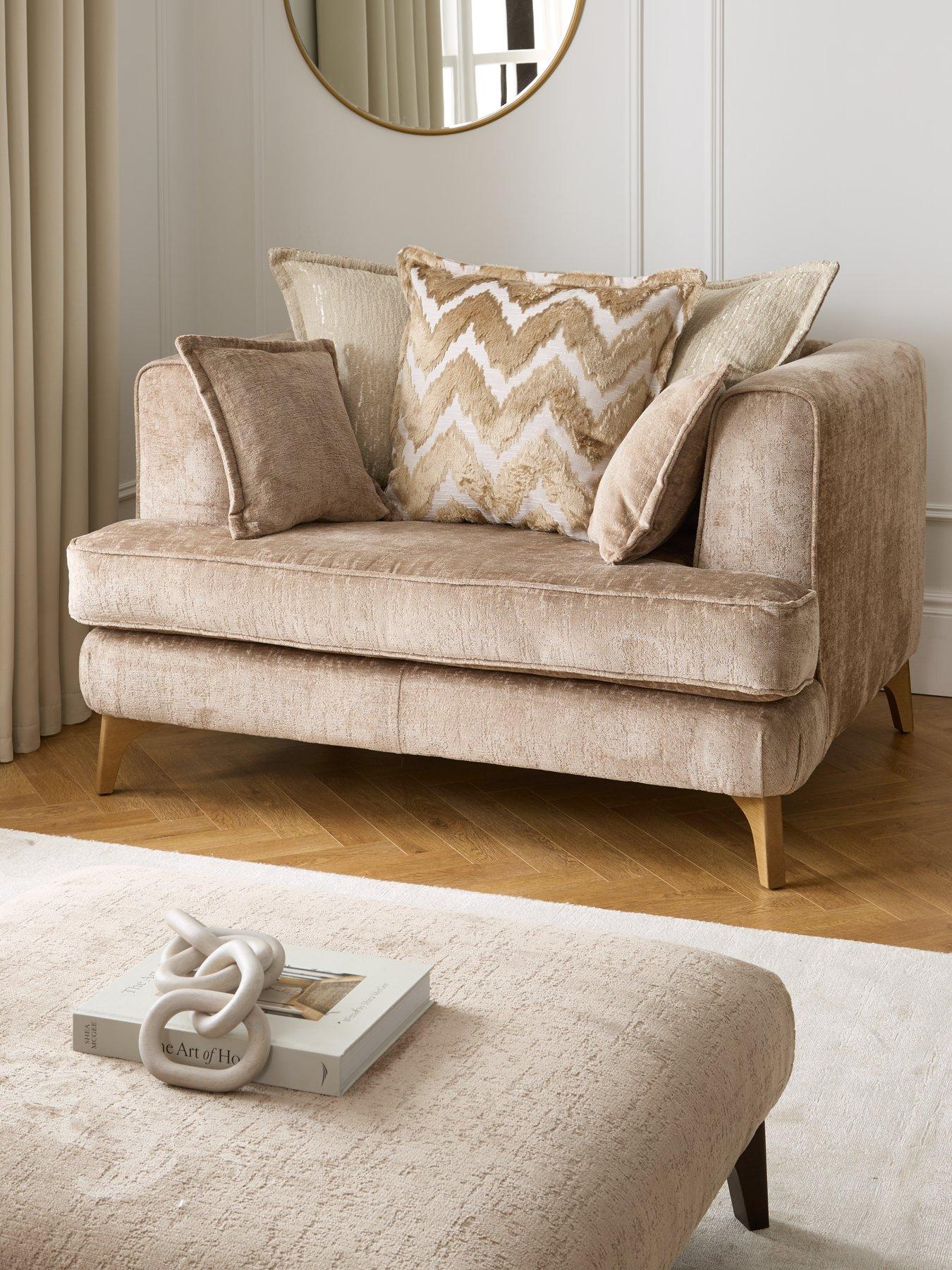 Product photograph of Very Home Capri Scatterback Love Chair Sofa - Natural from very.co.uk