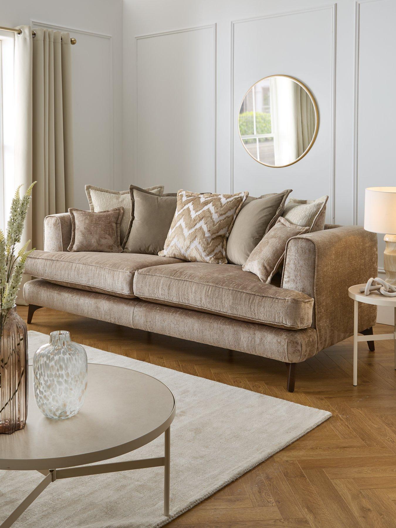 Product photograph of Very Home Capri 4 Seater Scatter Back Sofa - Natural from very.co.uk