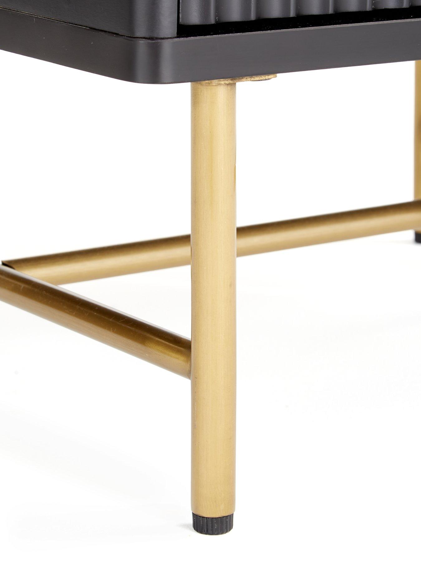 Image 5 of 7 of Very Home Cora 2 Drawer Bedside Chest - Black/Brass