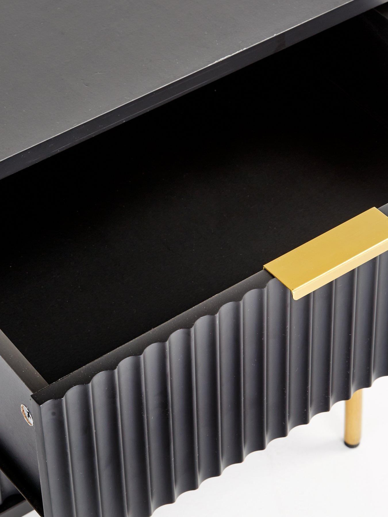 Image 7 of 7 of Very Home Cora 2 Drawer Bedside Chest - Black/Brass