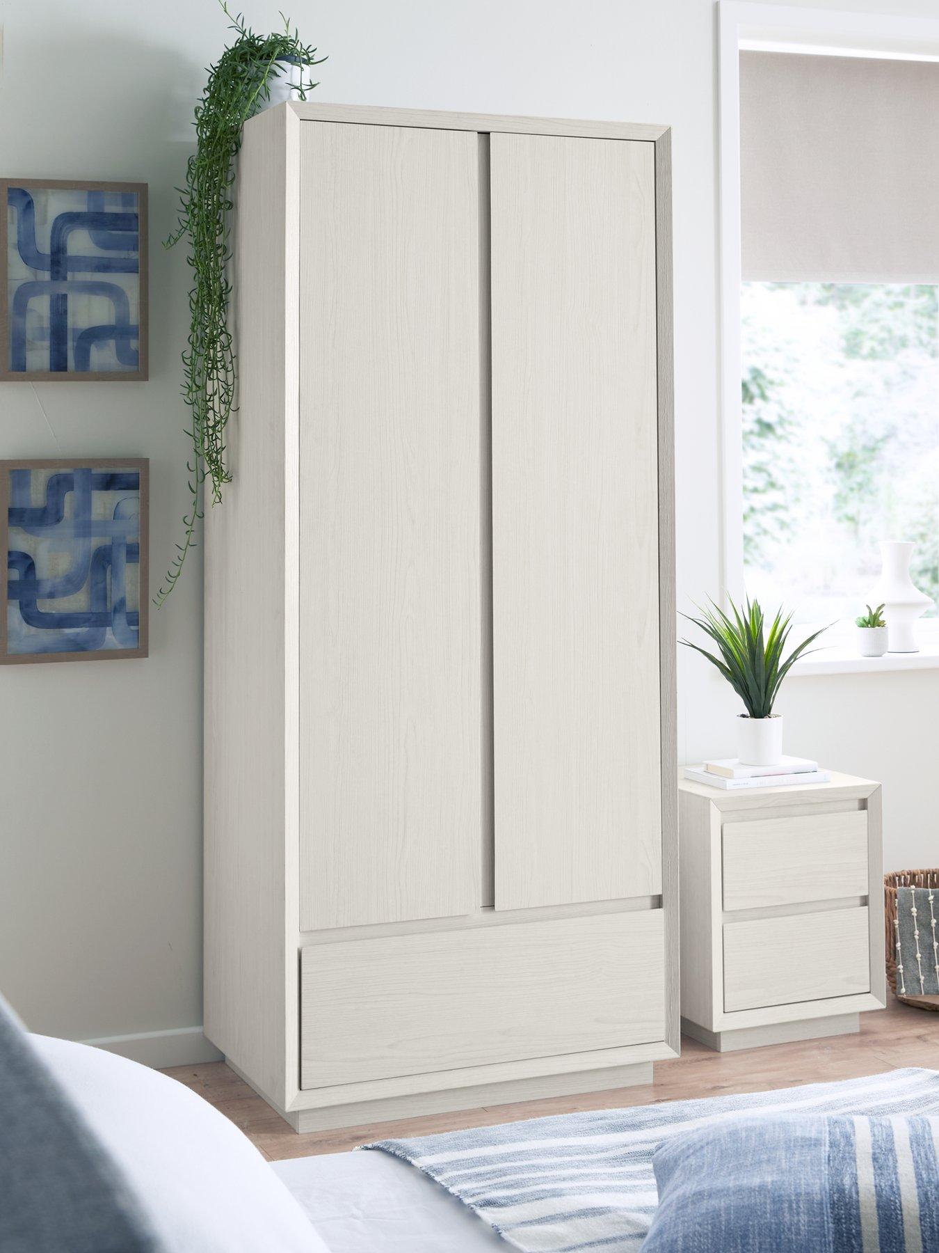 undefined Alsop 2 Door, 1 Drawer Wardrobe - White Oak Effect - FSC® Certified