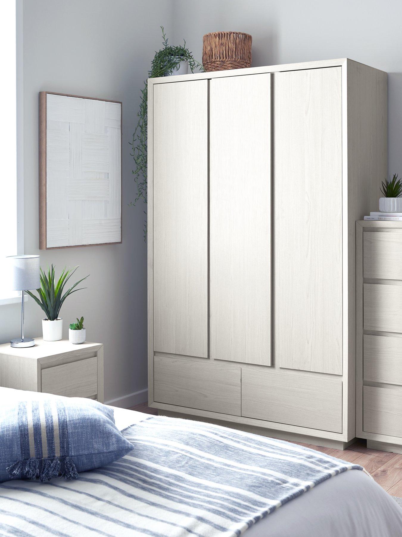 Product photograph of Very Home Alsop 3 Door 2 Drawer Wardrobe - White Oak Effect - Fsc Reg Certified from very.co.uk