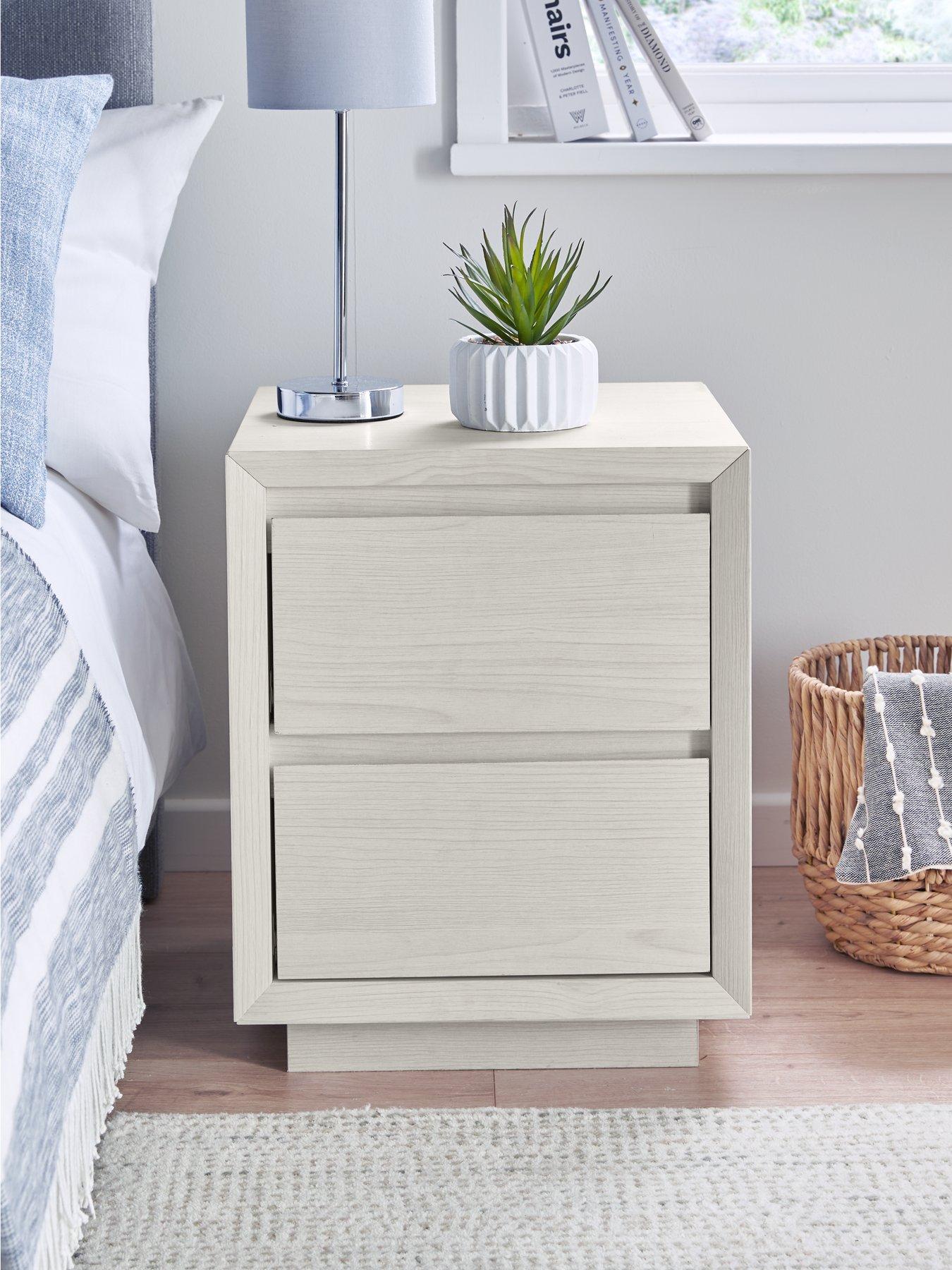 Product photograph of Very Home Alsop 2 Drawer Bedside Chest - White Oak Effect - Fsc Reg Certified from very.co.uk