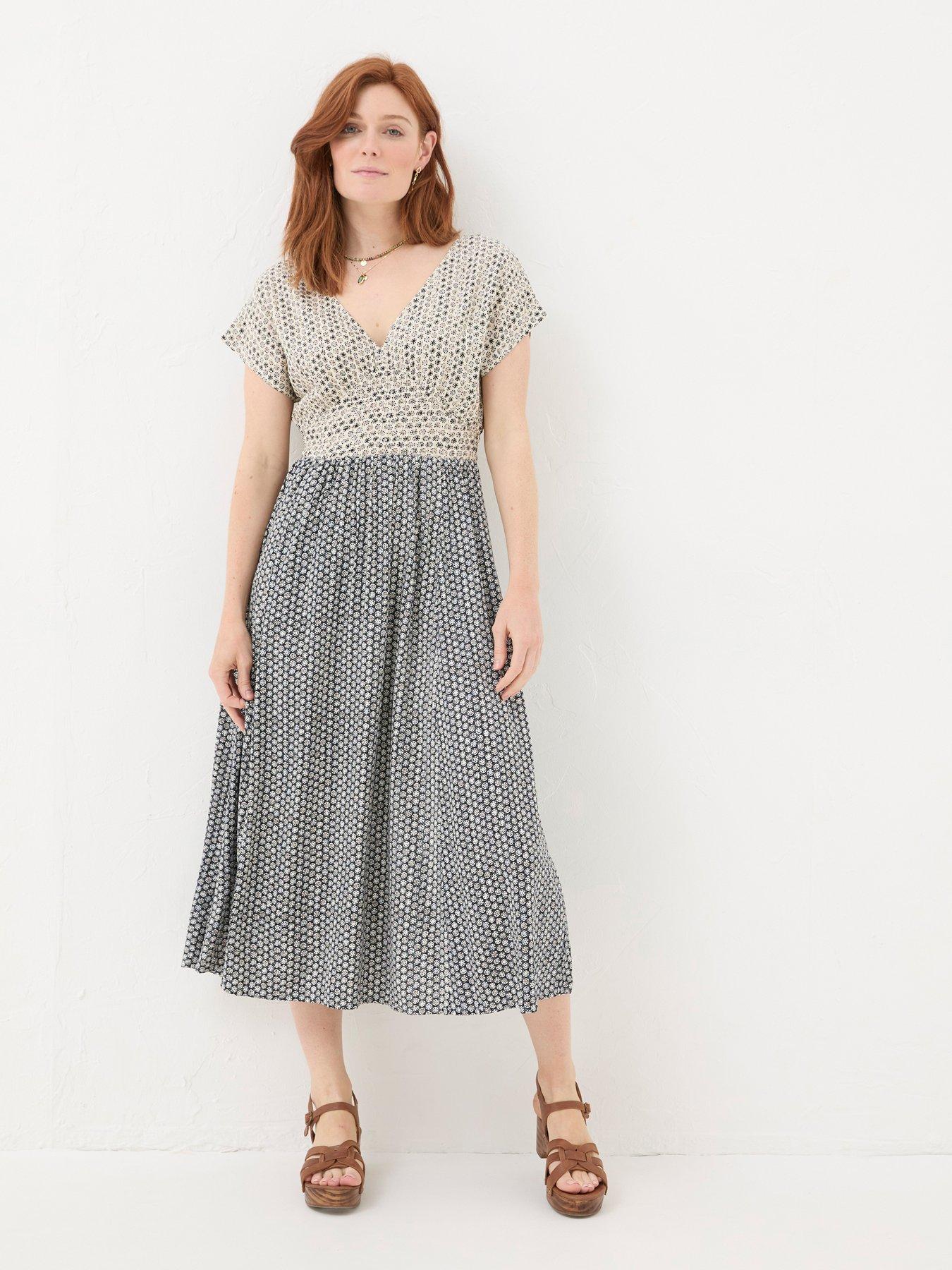 undefined Rae Star Open Back Geo Midi Dress - White