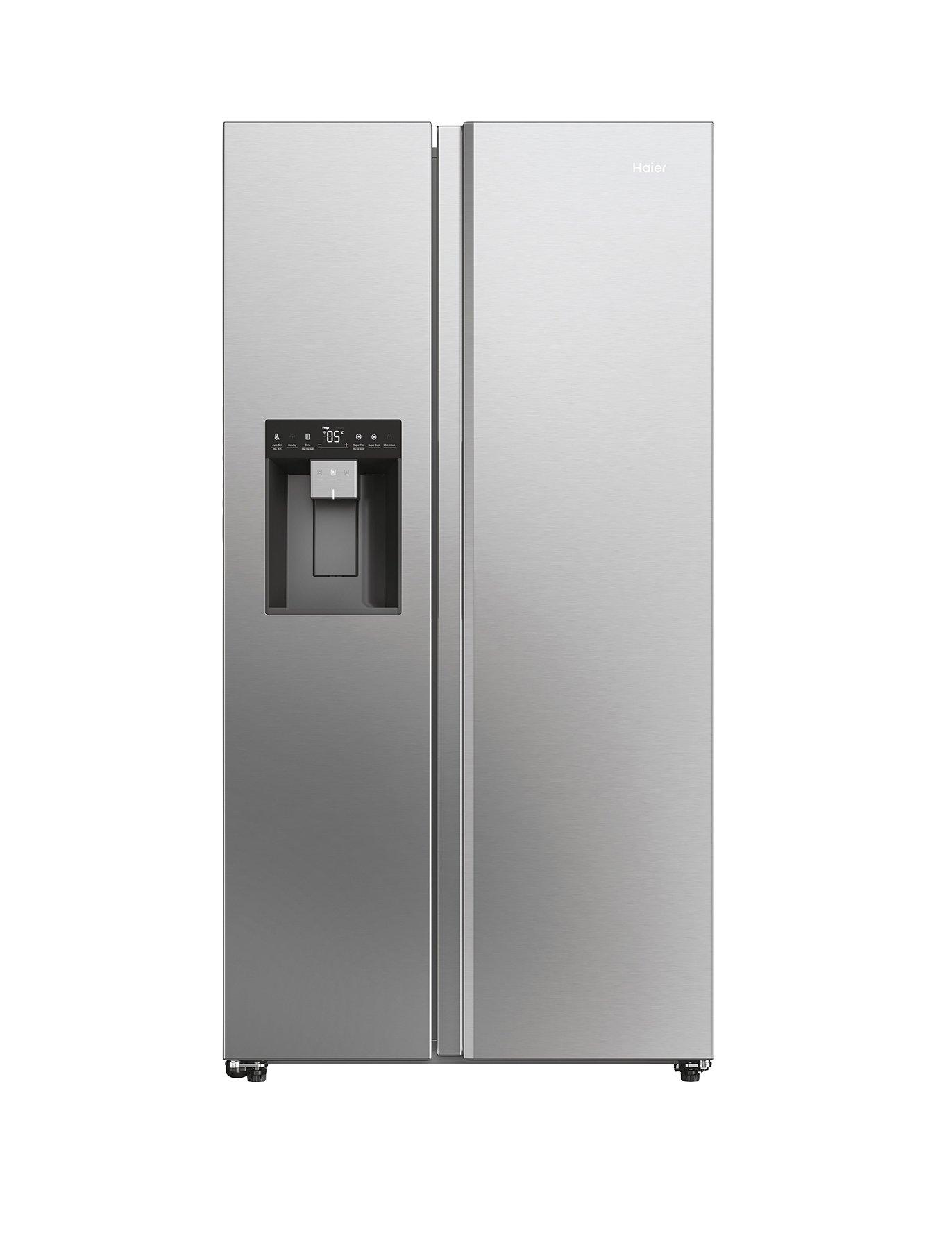 Haier HSW59F18DIMM Total No Frost American Fridge Freezer, Plumbed, D-Rated - Inox