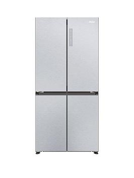 Product photograph of Haier Cube 83 Hcr3818enmg Total No Frost American Fridge Freezer E-rated - Inox from very.co.uk