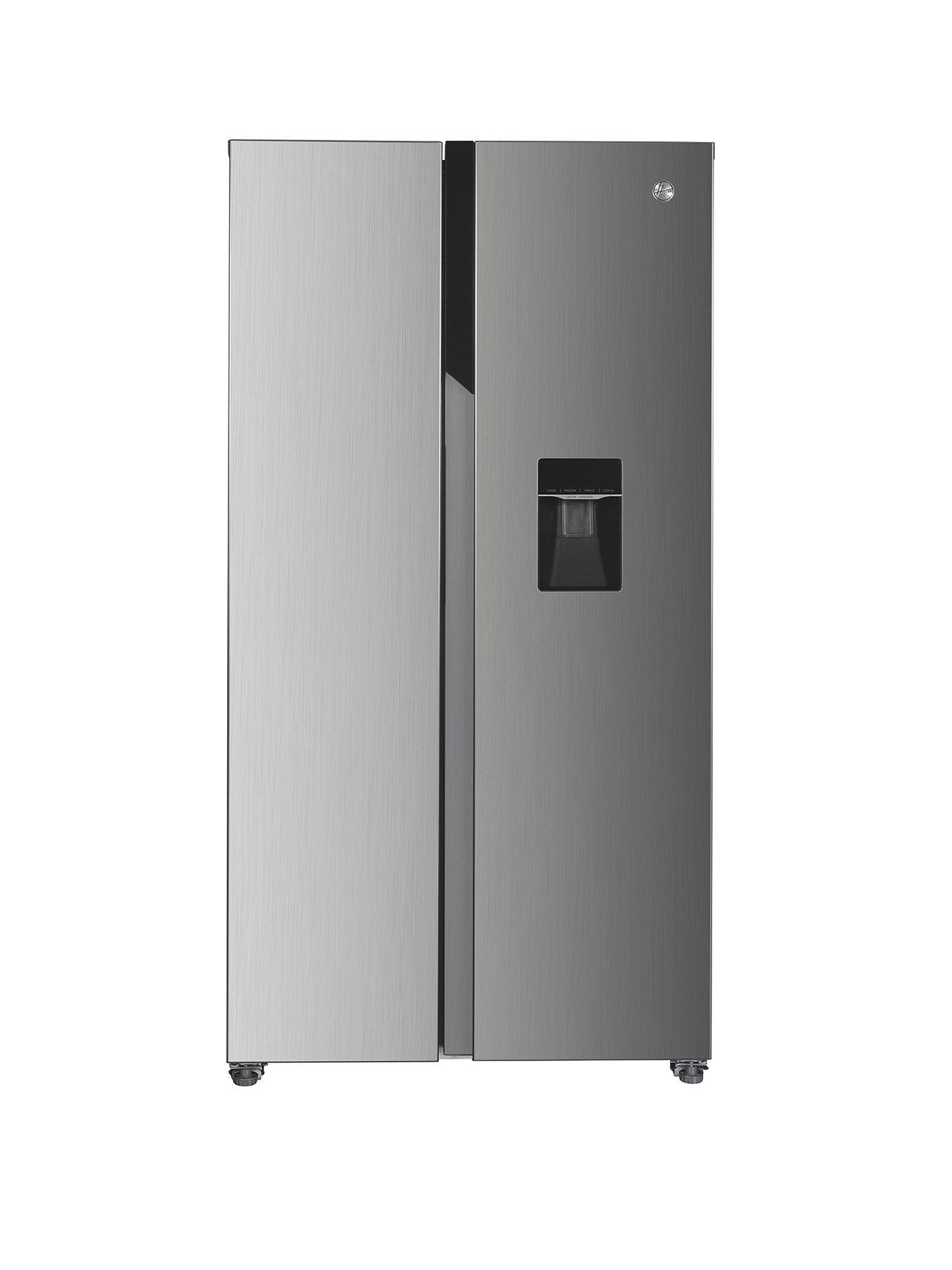 Product photograph of Hoover Hhsbso-6174xwdk-1 American Style Fridge Freezer With Non Plumbed Water Dispenser - Inox from very.co.uk