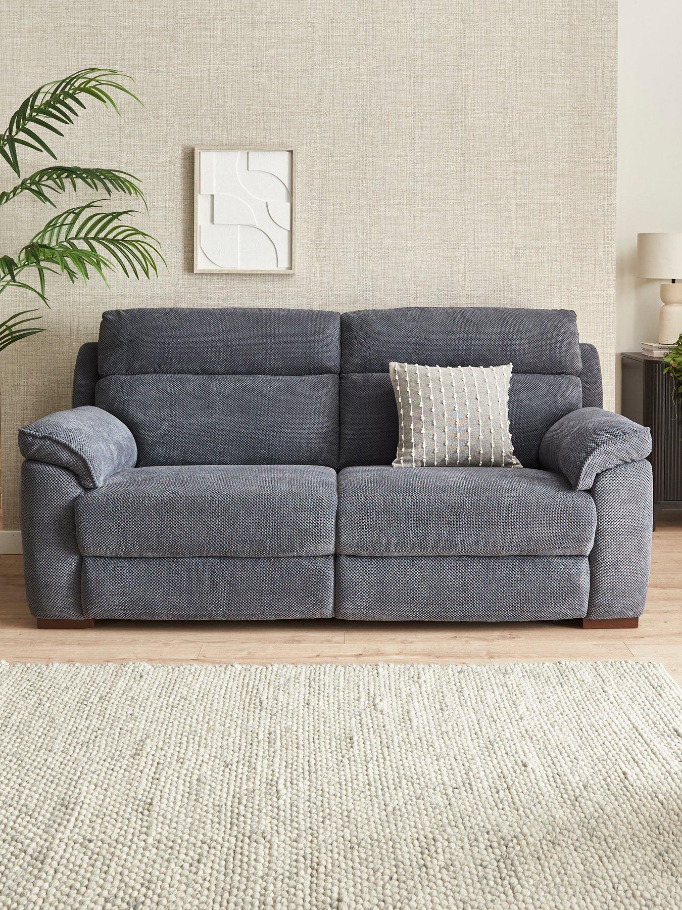 Product photograph of Adana 3 Seater Fabric Sofa - Grey from very.co.uk