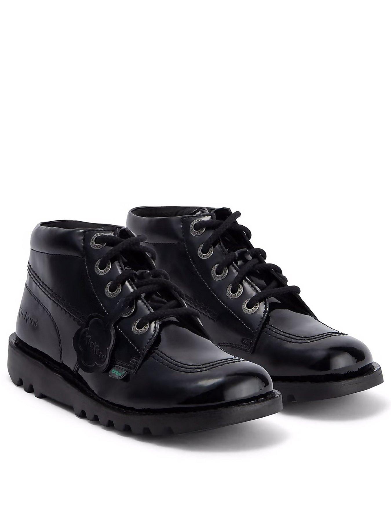Kickers Kick Hi Leather Alternative Patent Shoes - Black | Very