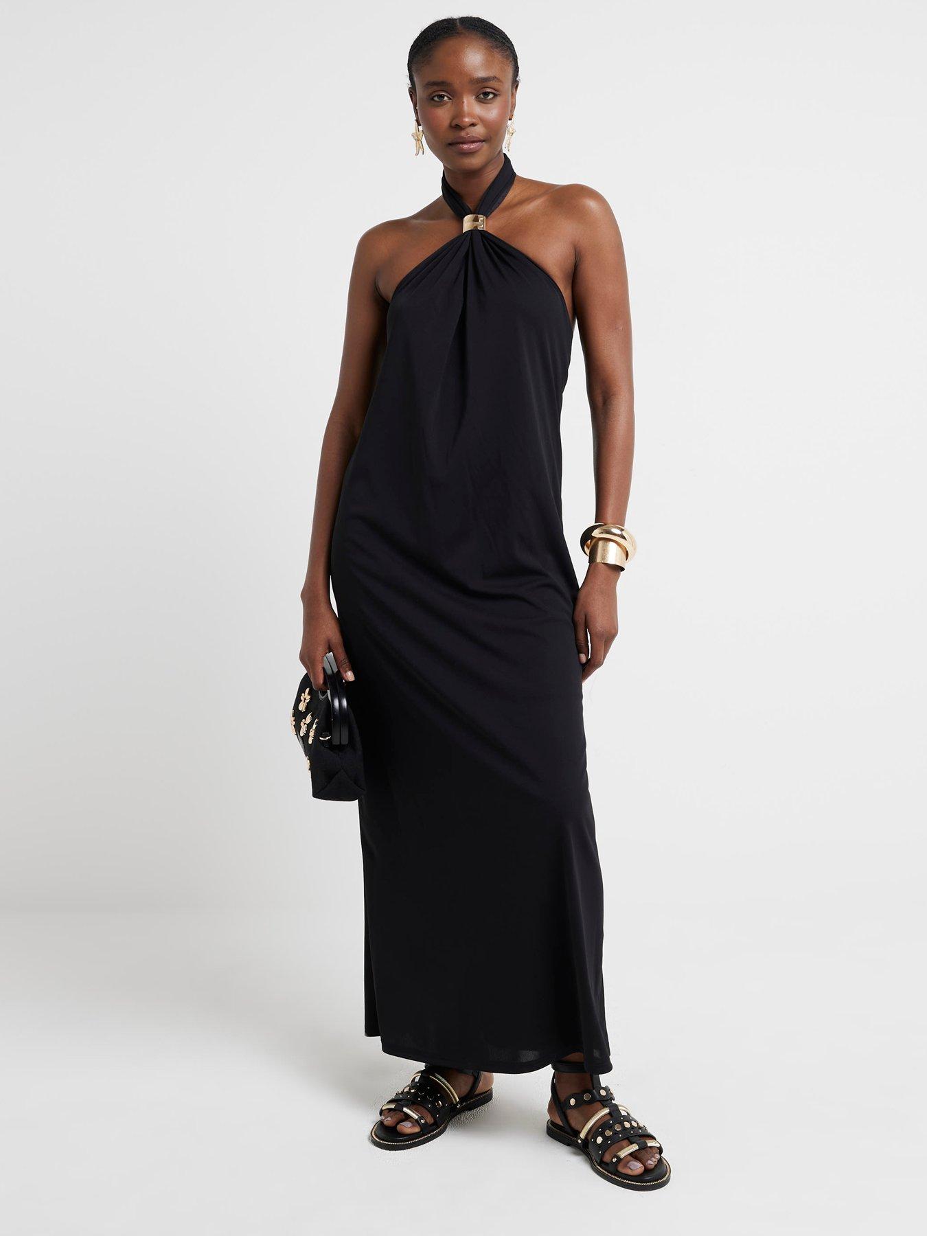 Halterneck Maxi Dress Black