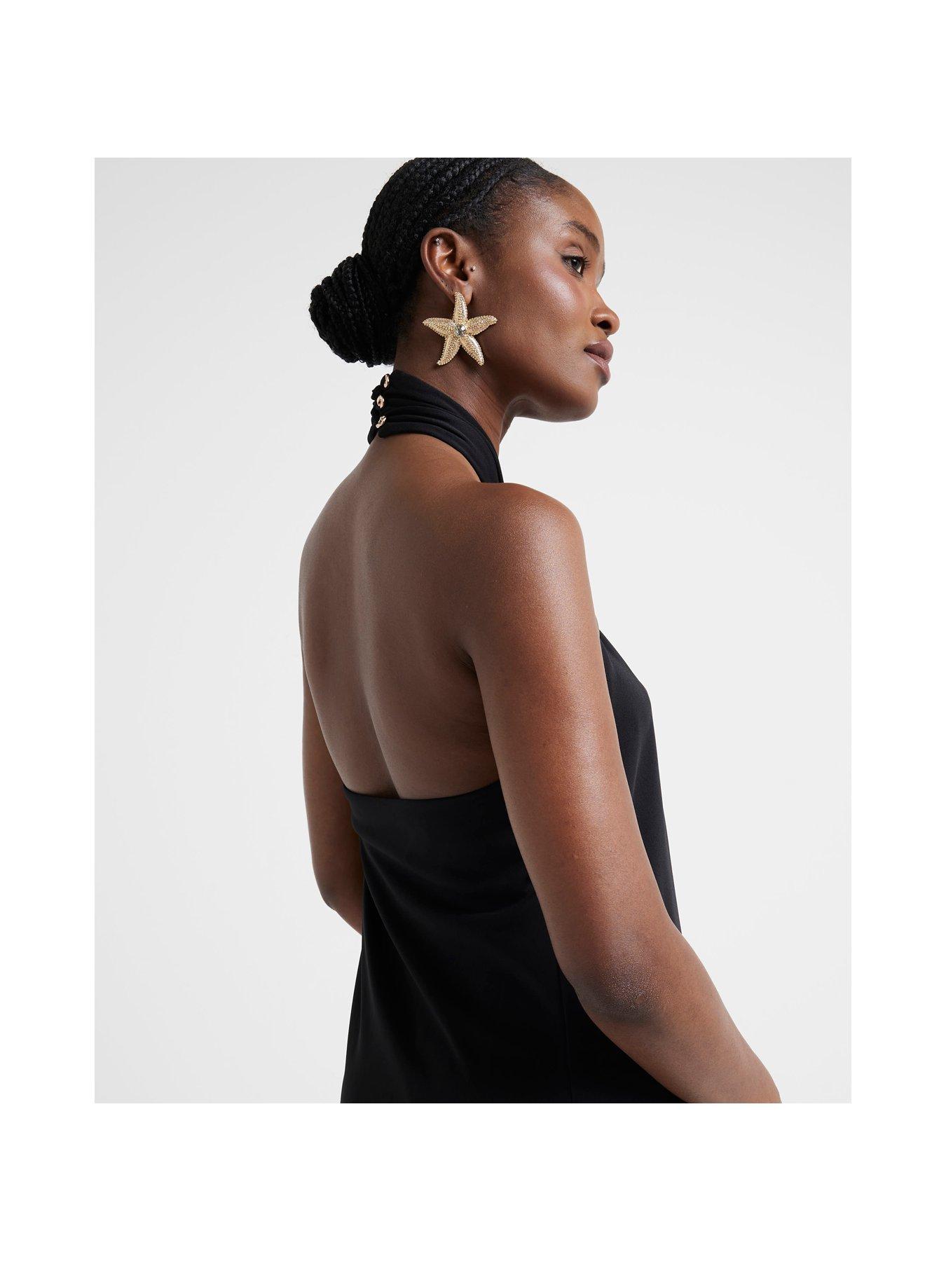River island black halter neck dress top