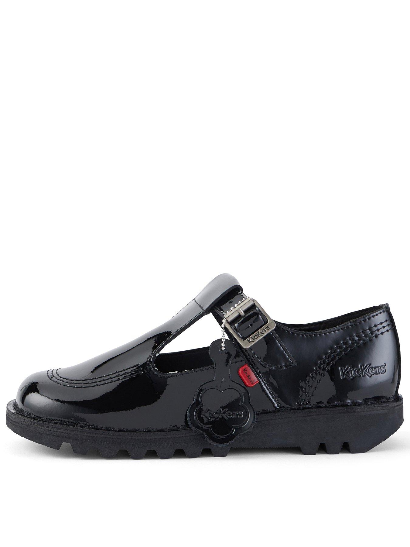 Kickers Kick T Bar Leather Shoe - Black