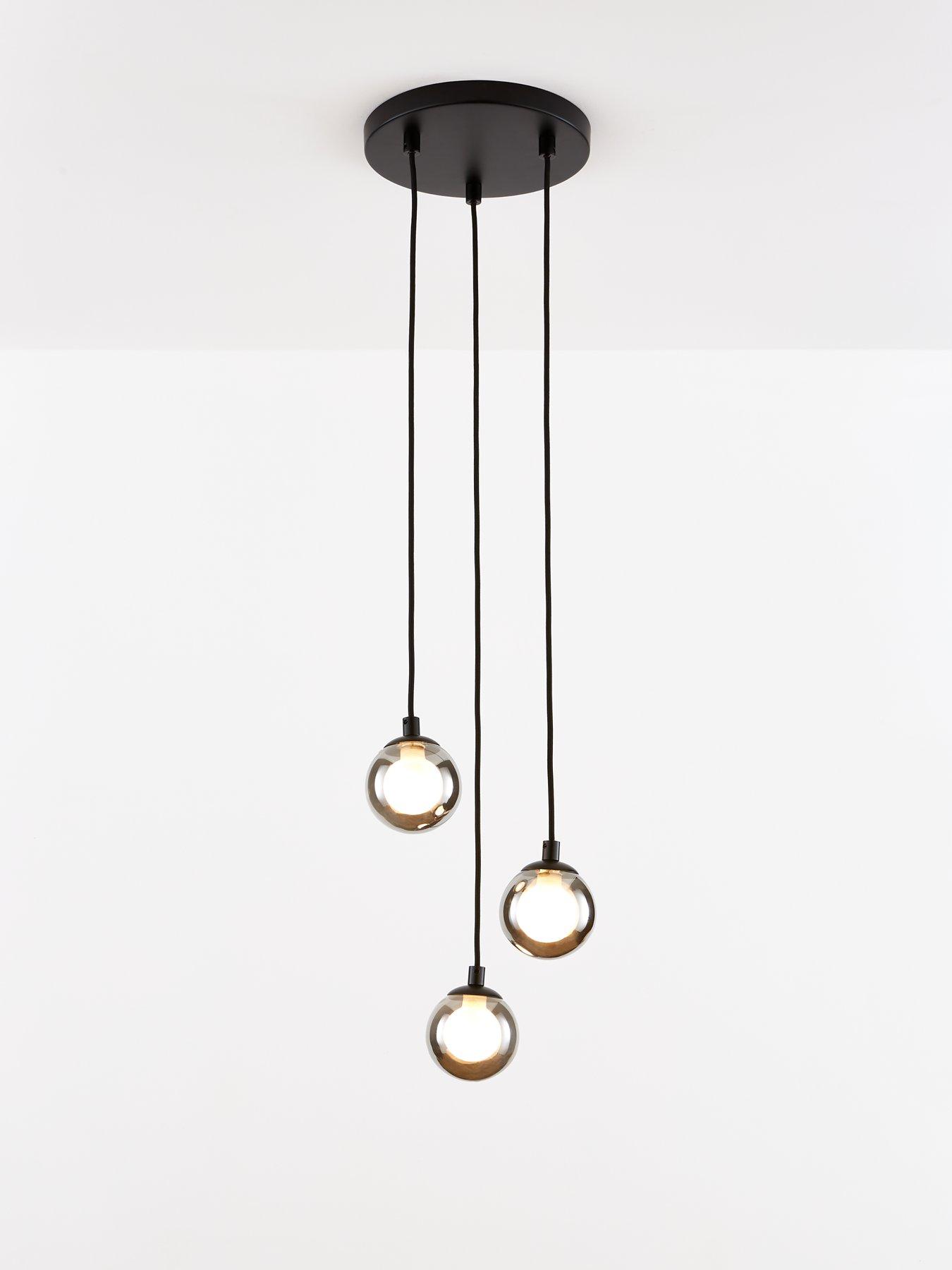 Product photograph of Very Home Double Glass 3-light Cluster Ceiling Light from very.co.uk