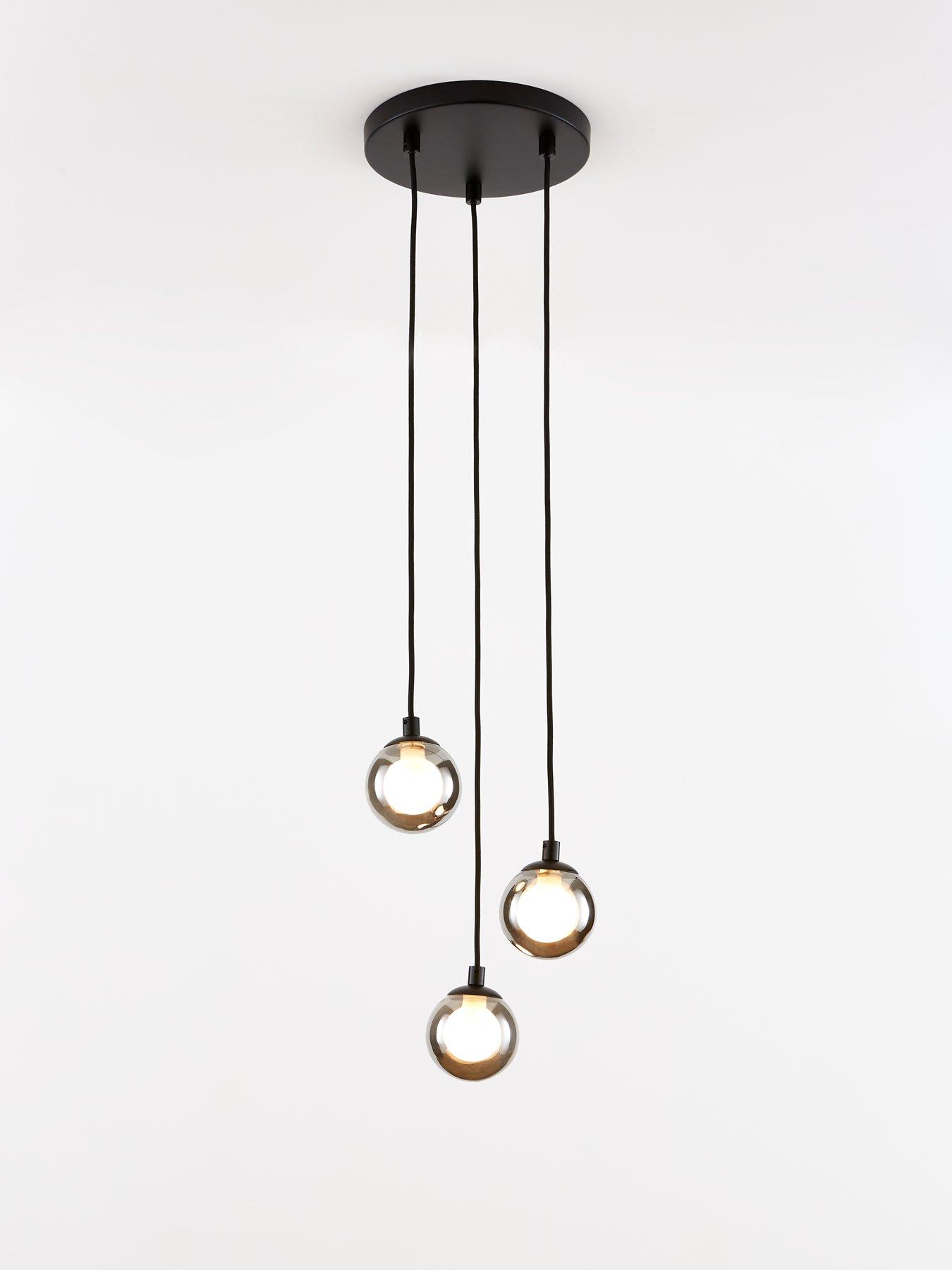 Image 3 of 7 of The Very Collection Double Glass 3-Light Cluster Ceiling Light