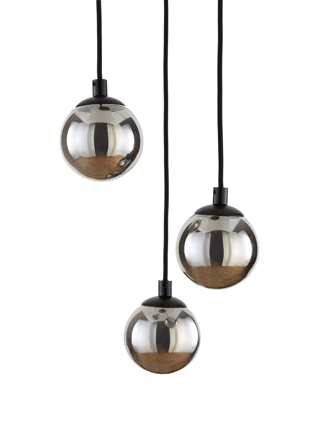 Image 4 of 7 of The Very Collection Double Glass 3-Light Cluster Ceiling Light