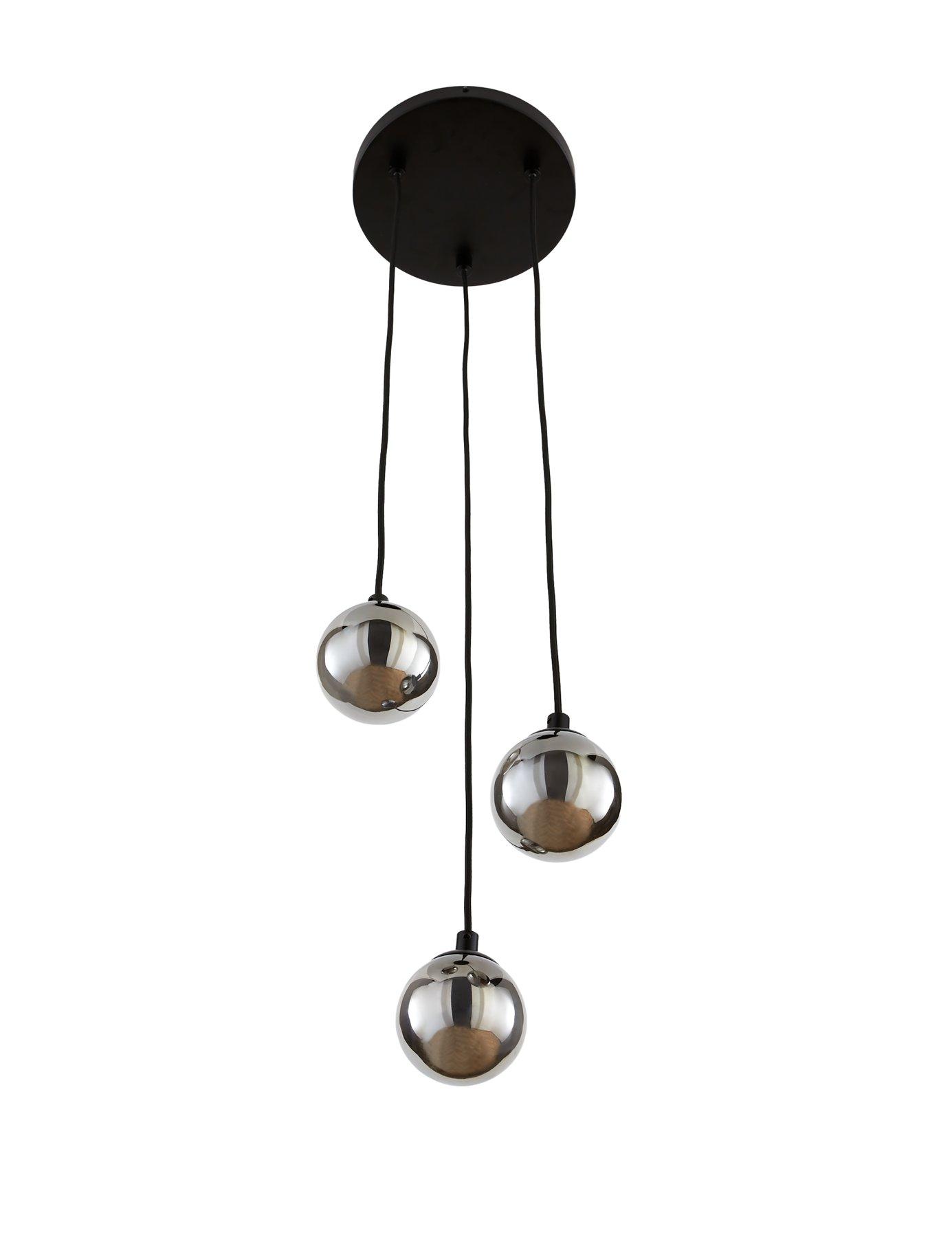 Image 7 of 7 of The Very Collection Double Glass 3-Light Cluster Ceiling Light