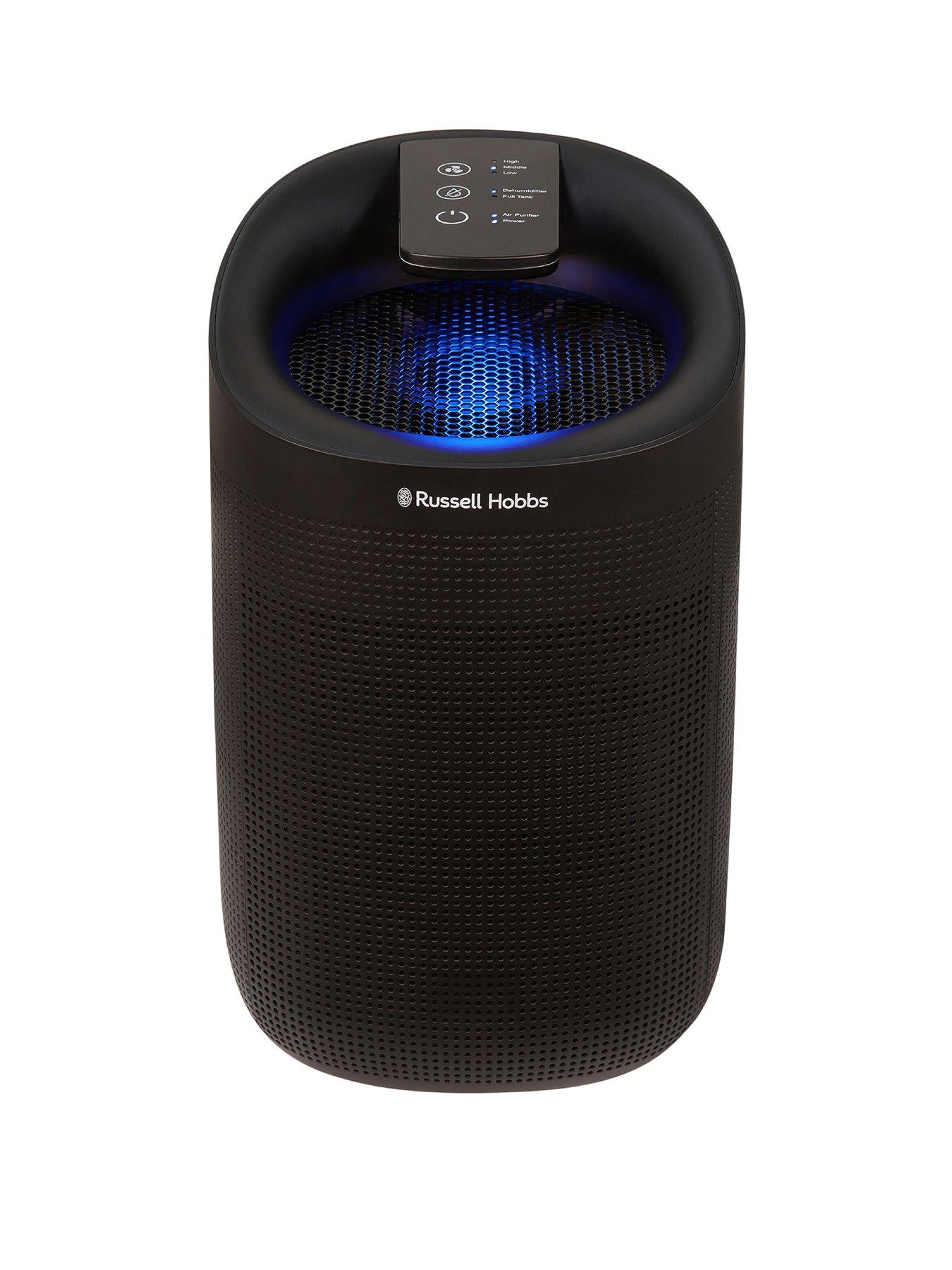 Product photograph of Russell Hobbs Rhdh1101b Fresh Air Pro Compact Dehumidifier And Air Purifier - Ozone Free 750ml Day Black from very.co.uk