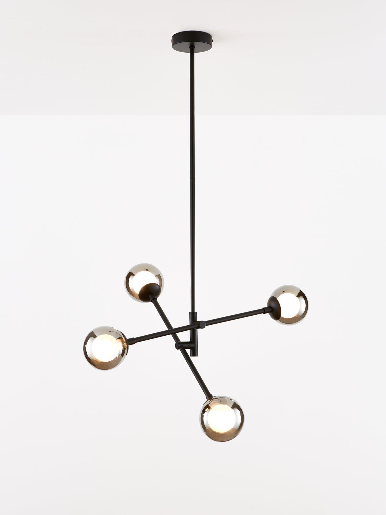 Product photograph of Very Home Double Glass 4-light Chandelier Ceiling Light from very.co.uk