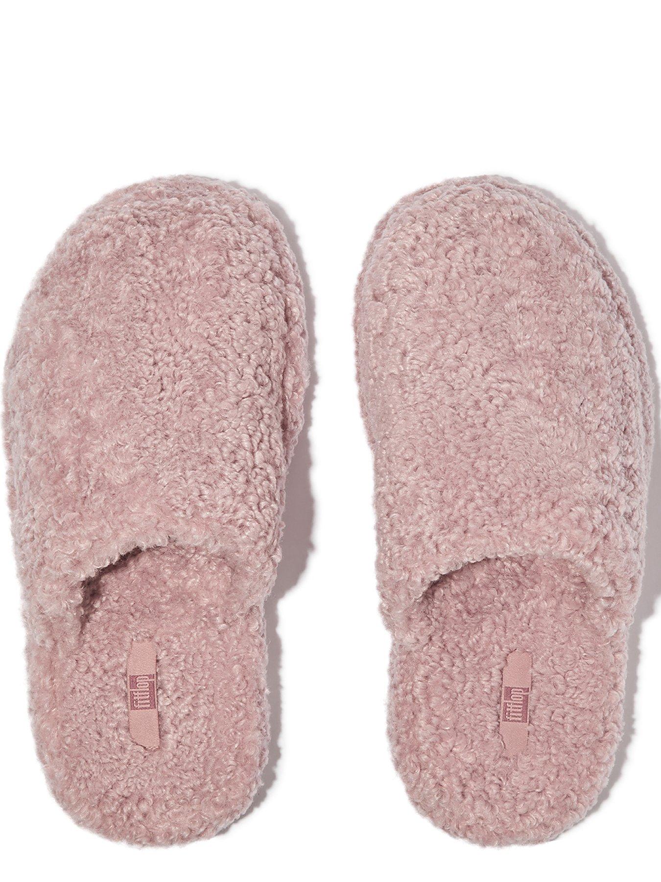 Iqushion D luxe Padded Teddy Slipper Mules Dusky Pink