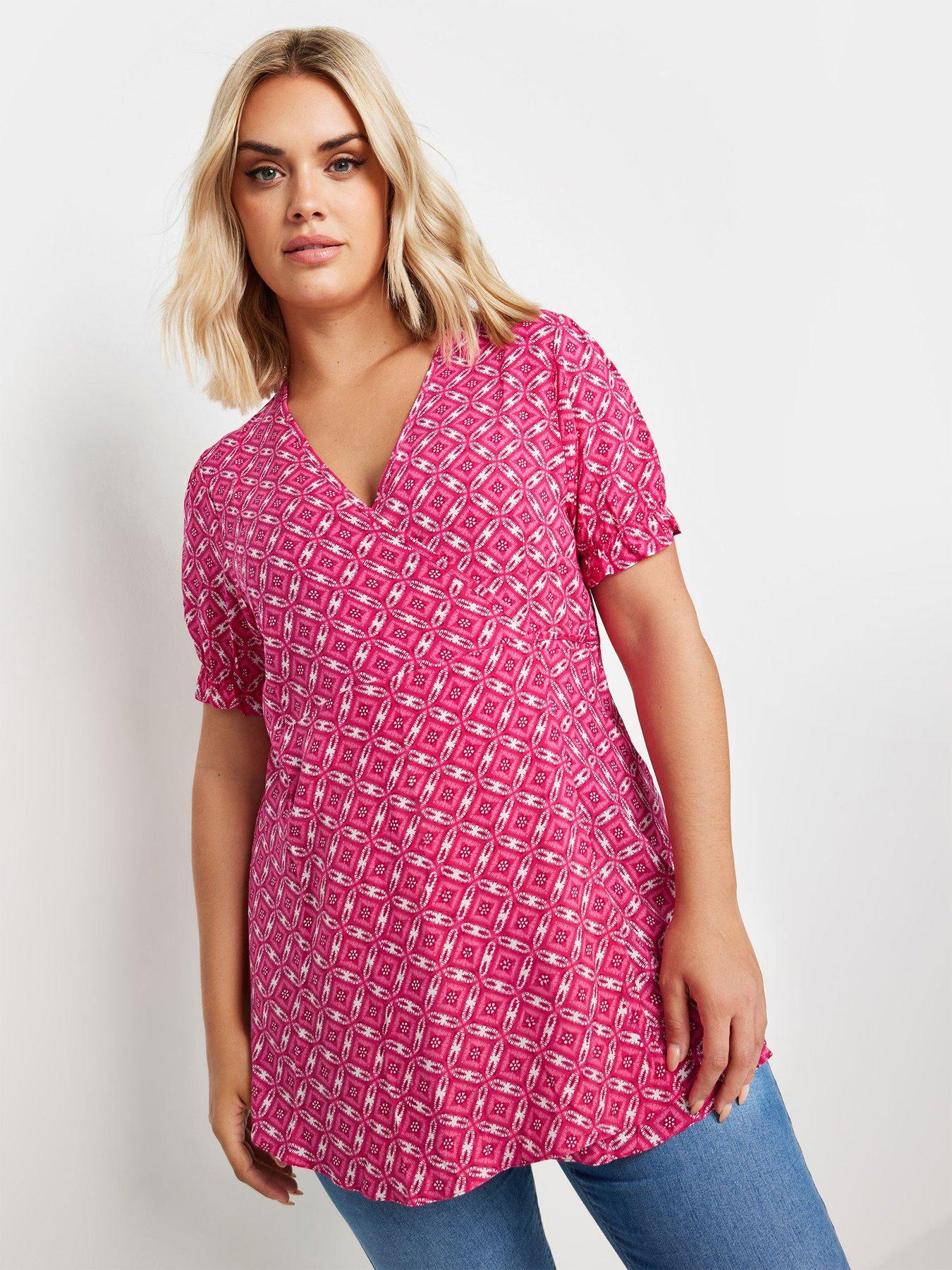 Image 1 of 4 of Yours Curve Wrap Frill Sleeve Blouse - Red