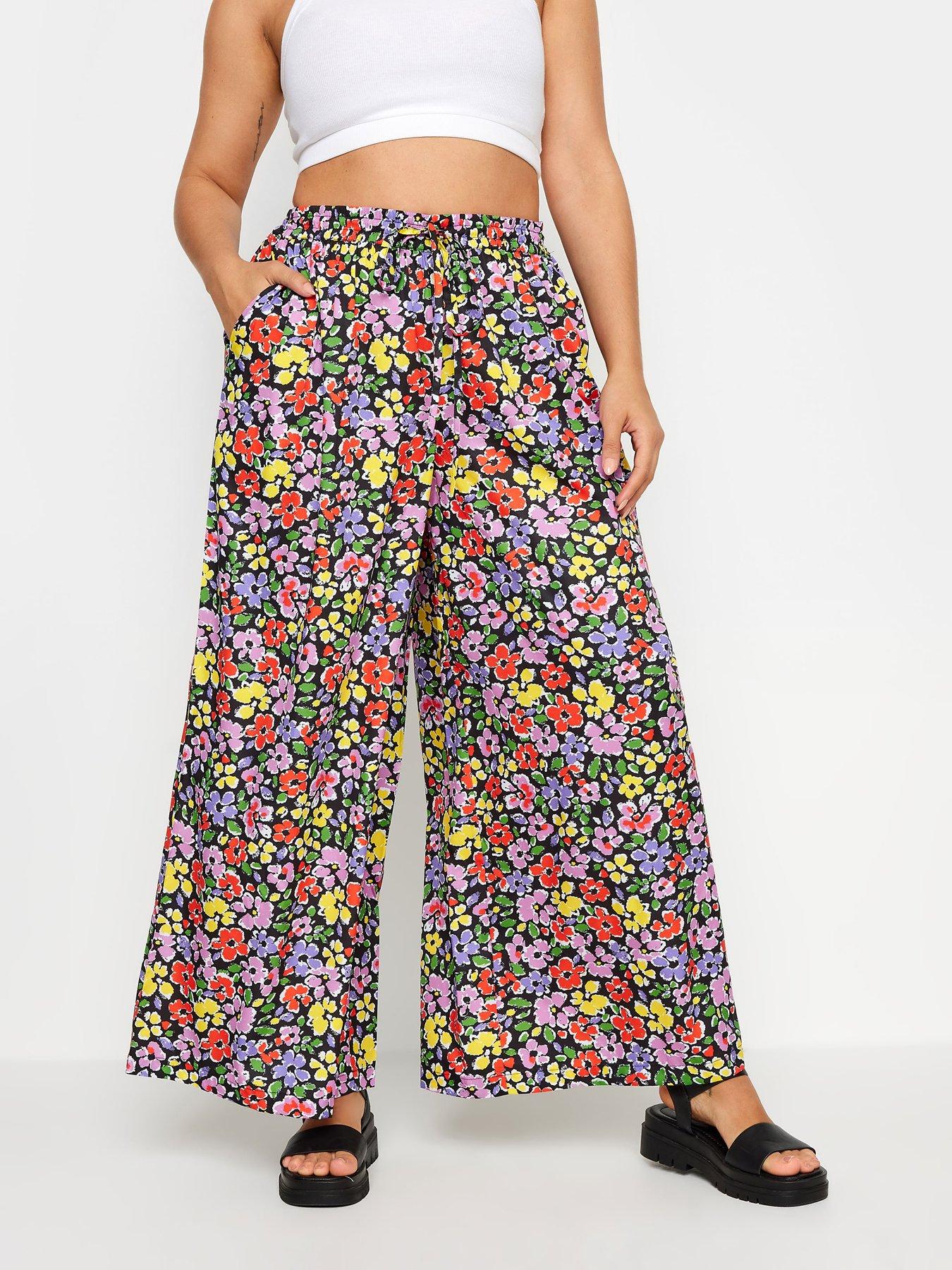 Curve Wide Leg Trousers Retro Floral