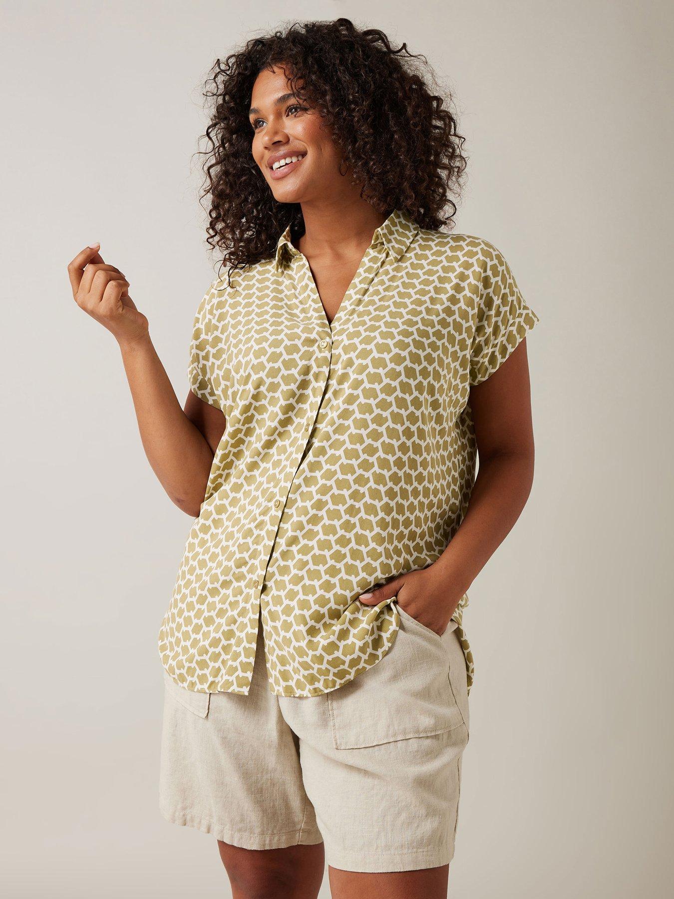 undefined Batwing Button Through Blouse - Cream