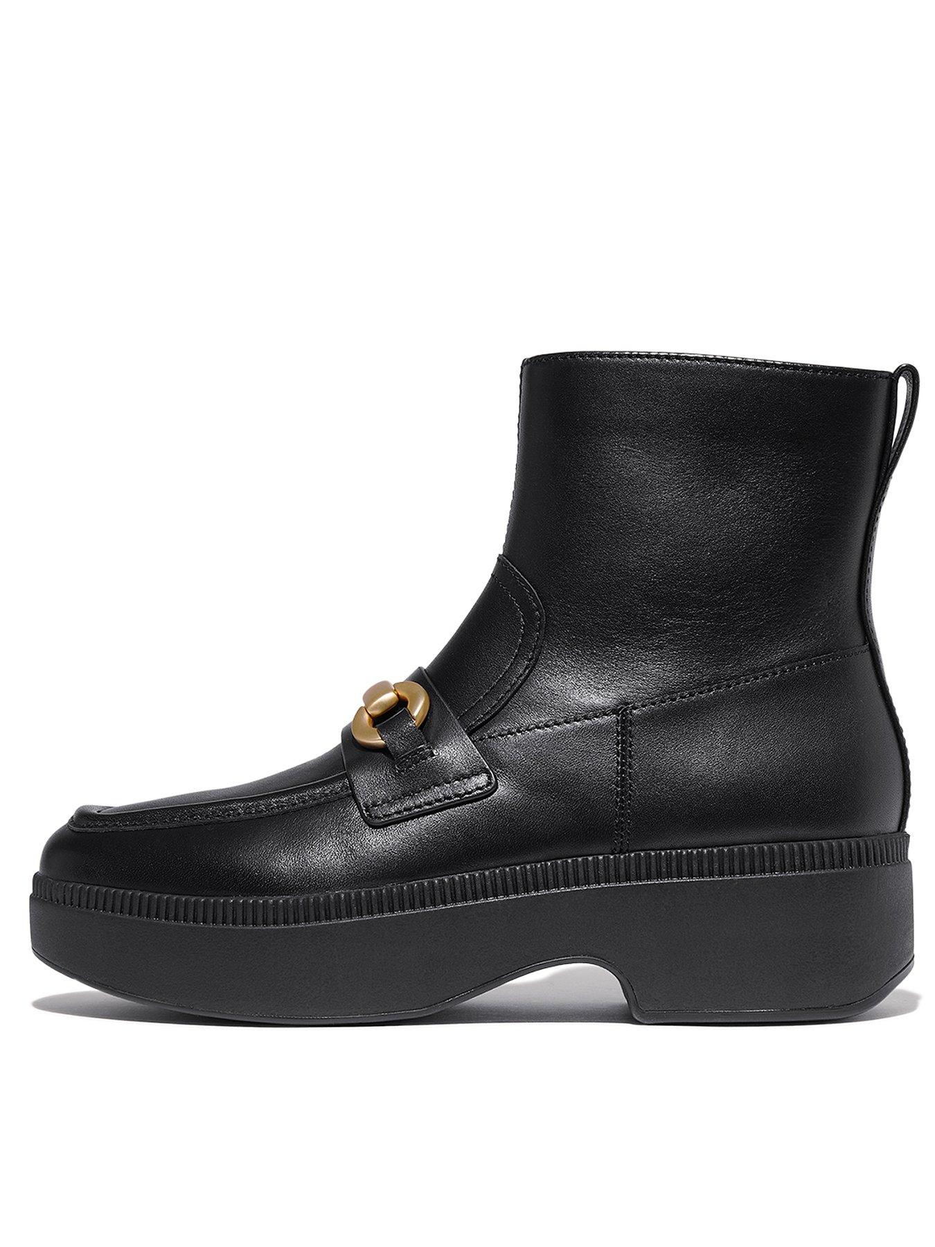 FitFlop F luma Chunky snaffle Leather D wedge Ankle Boots Black Very . uk