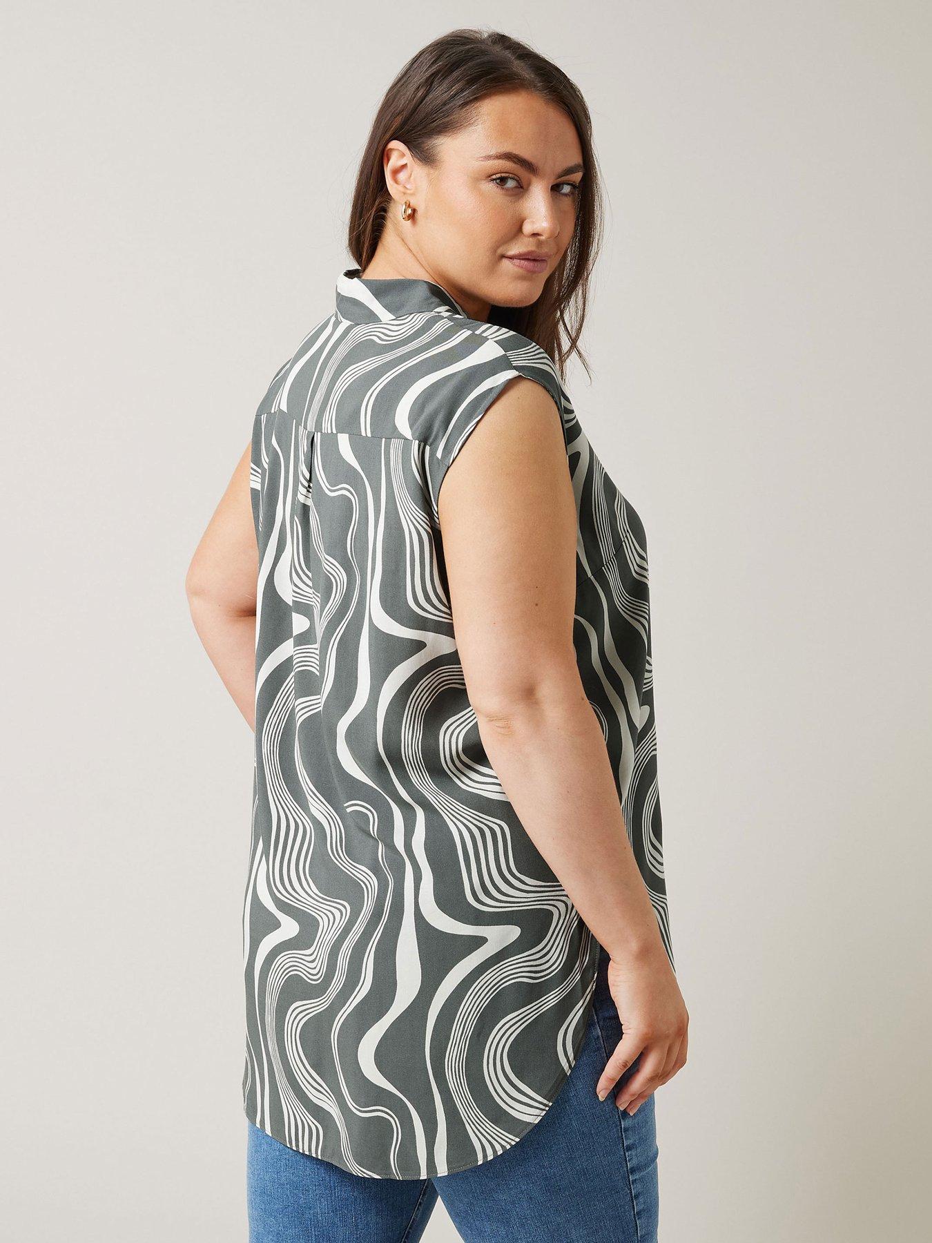 Image 2 of 4 of Evans Buttons Thru Sleeveless Shirt - Grey