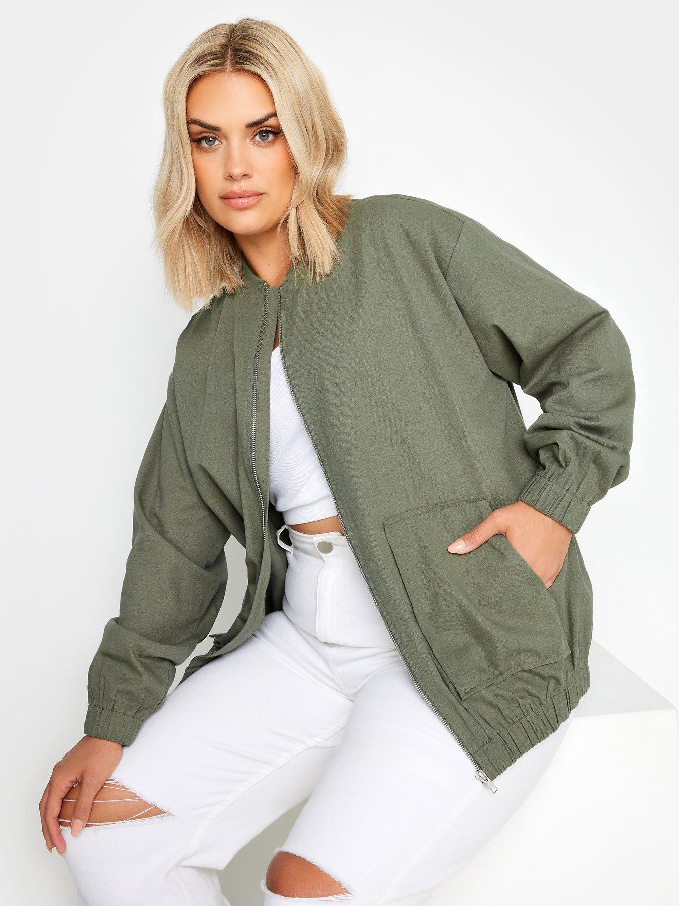 Yours Curve Twill Casual Bomber Sage | Very.co.uk