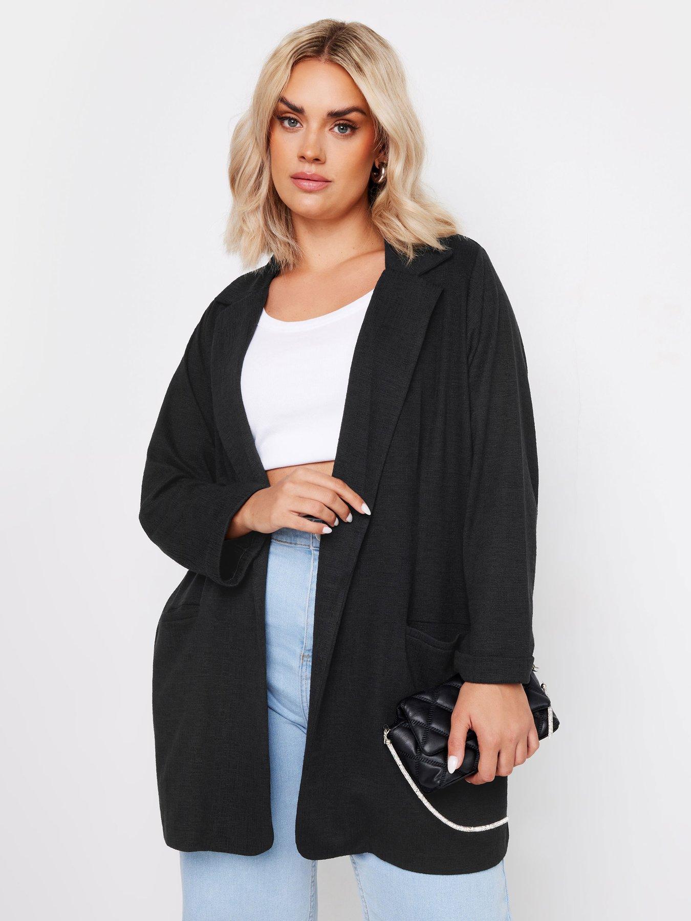 Image 1 of 4 of Yours Curve Textured Blazer Black
