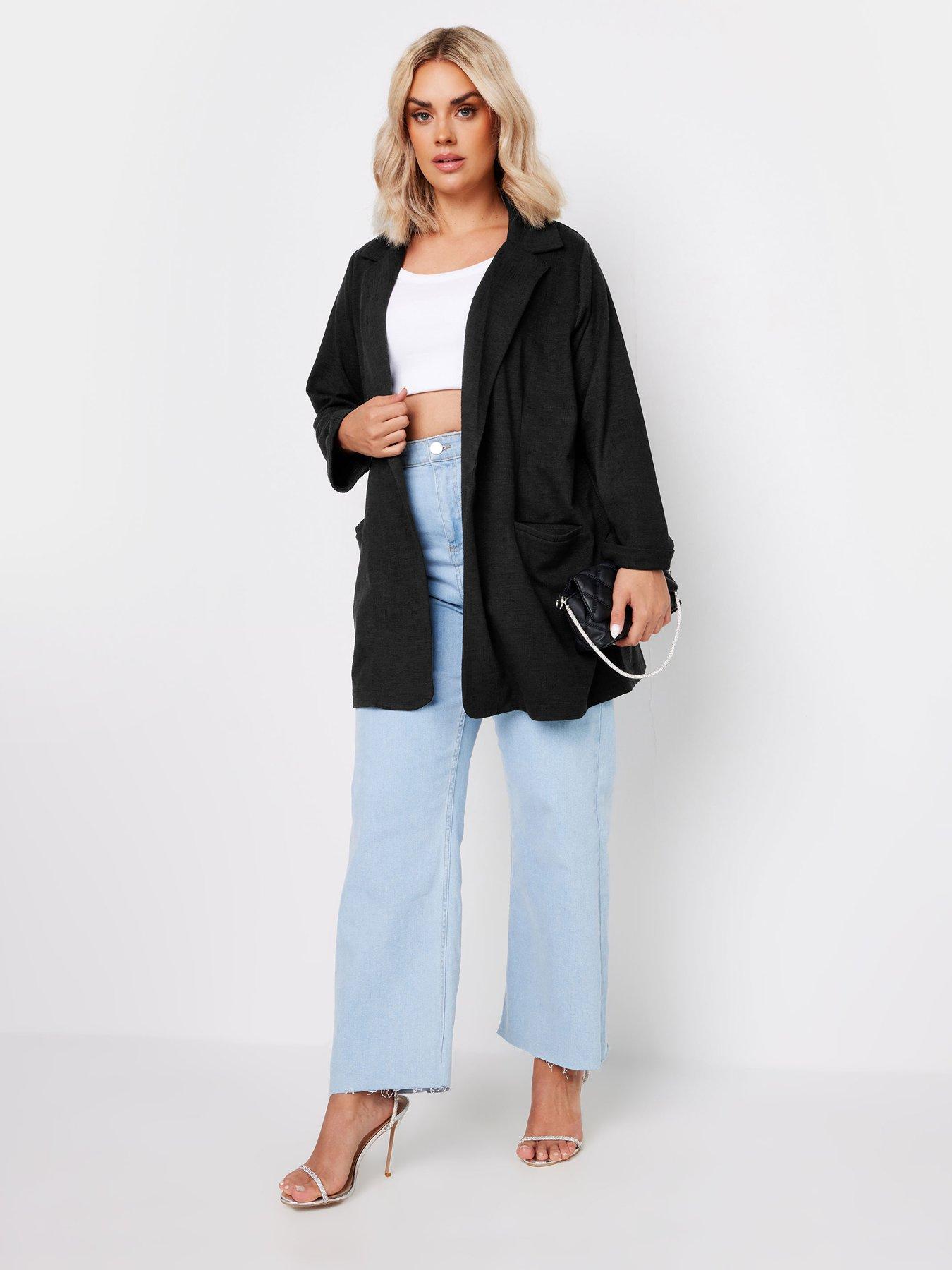 Image 3 of 4 of Yours Curve Textured Blazer Black