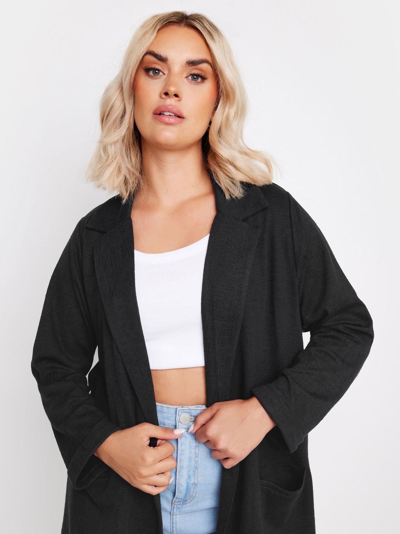 Image 4 of 4 of Yours Curve Textured Blazer Black