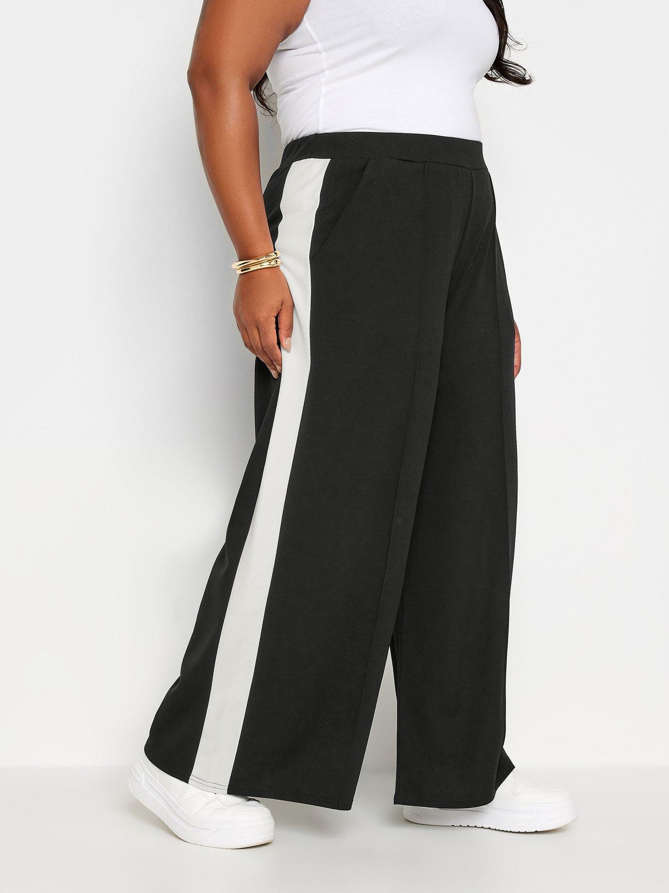 Curve Black Side Stripe Wide Leg Trousers