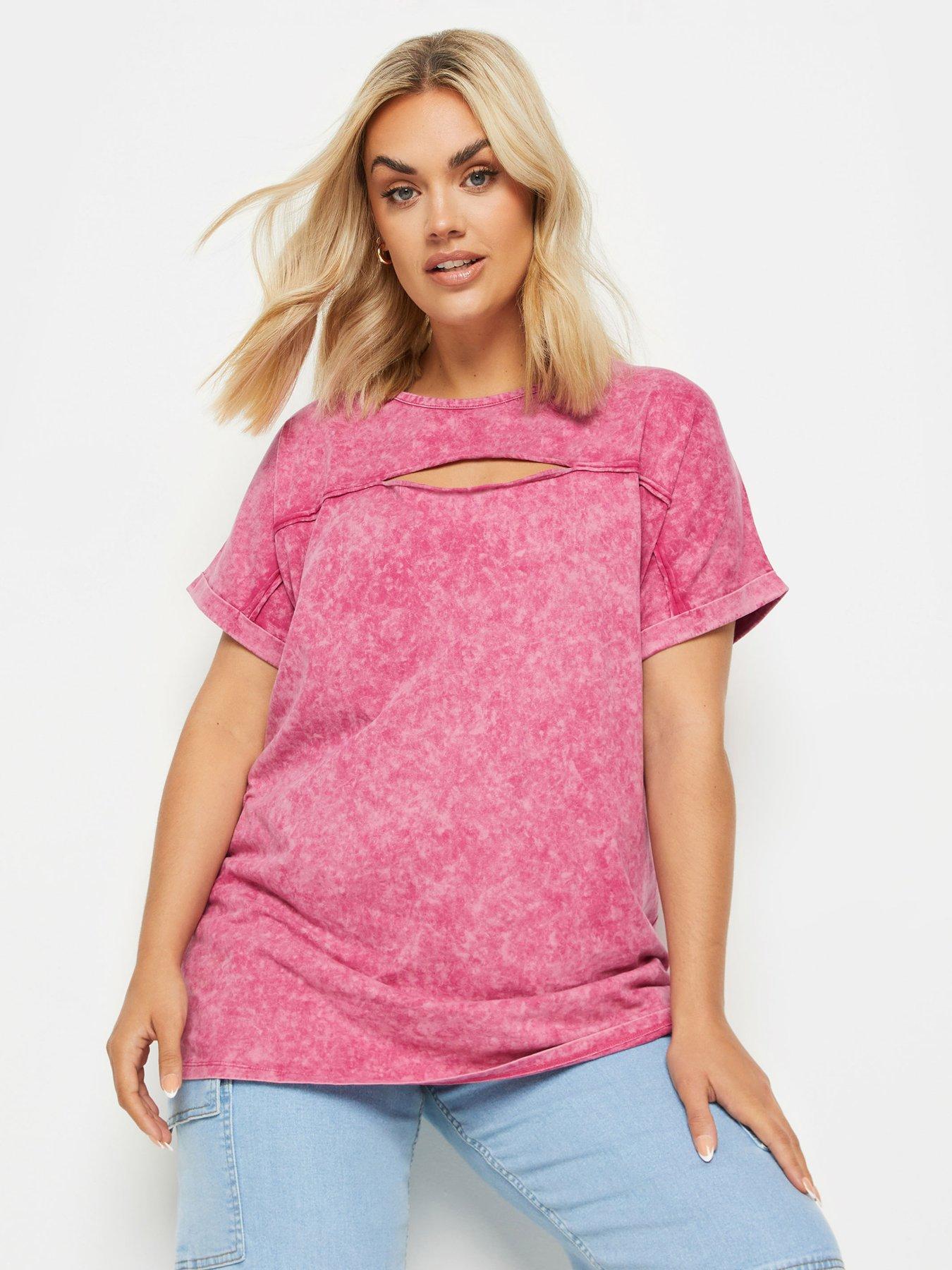 Yours Curve Cut Out T-shirt Acid Pink Very