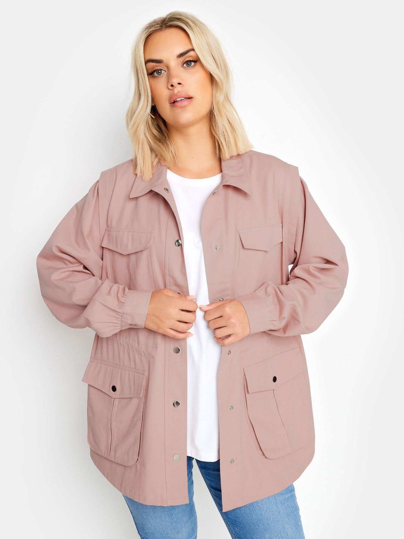 Yours Curve Carpenter Twill Jacket Pink | Very.co.uk