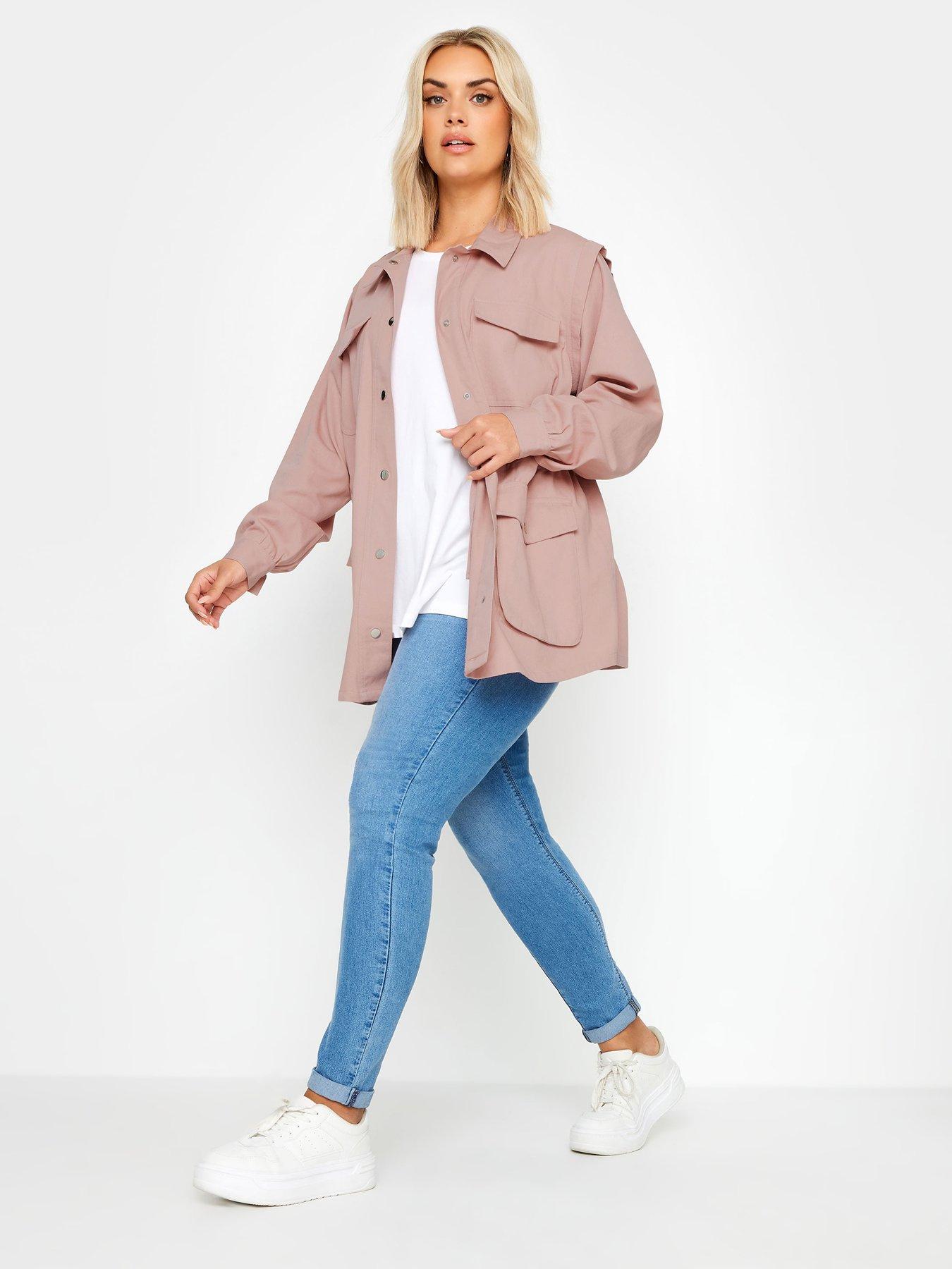 Yours Curve Carpenter Twill Jacket Pink | Very.co.uk