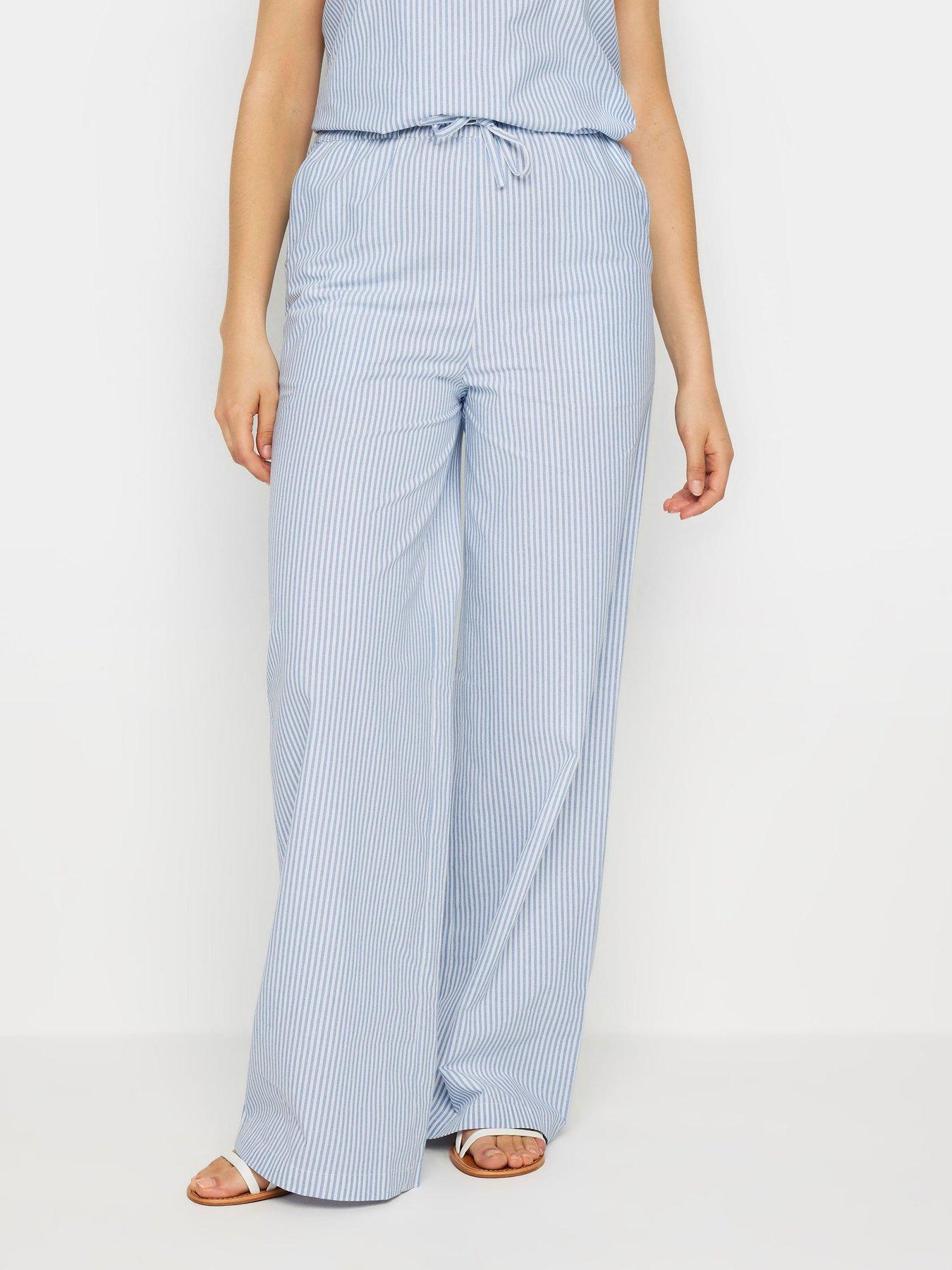 Long Tall Sally Tall Stripe Wide Leg Trouser - Blue