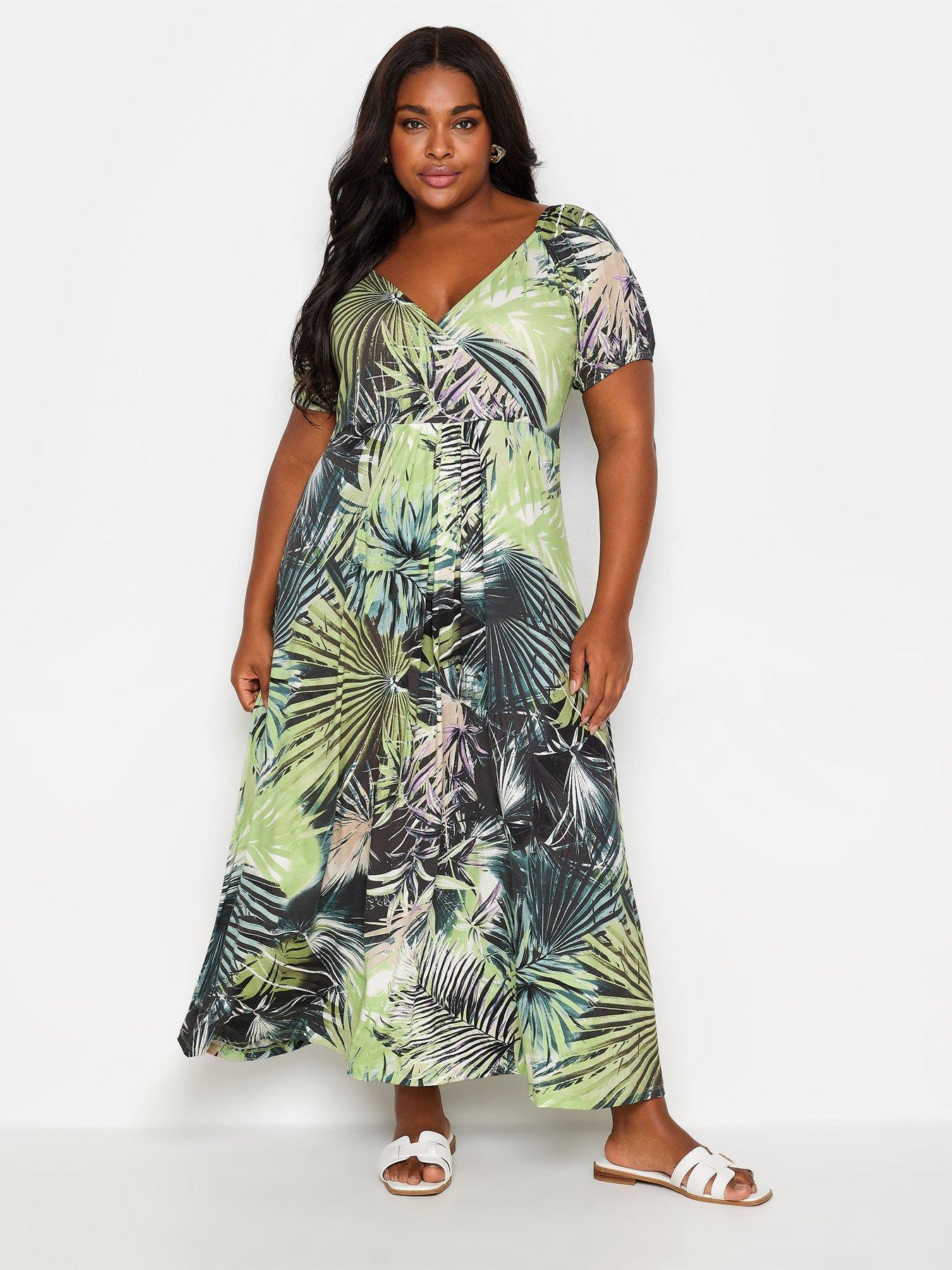 Yours Curve Leaf Print Wrap Maxi Dress Very