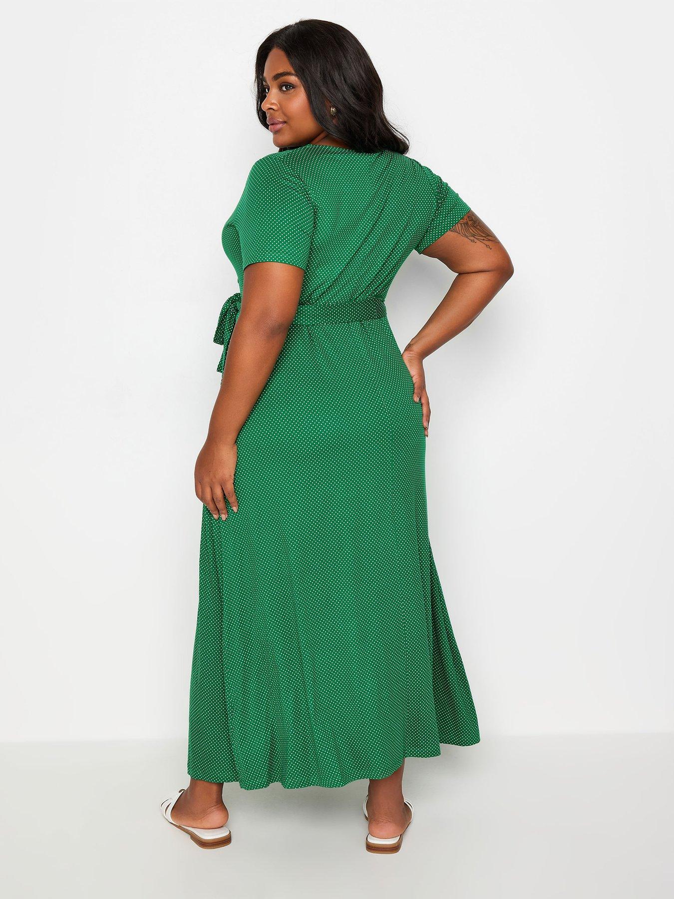 Image 2 of 4 of Yours Curve Dot Print Wrap Maxi Dress