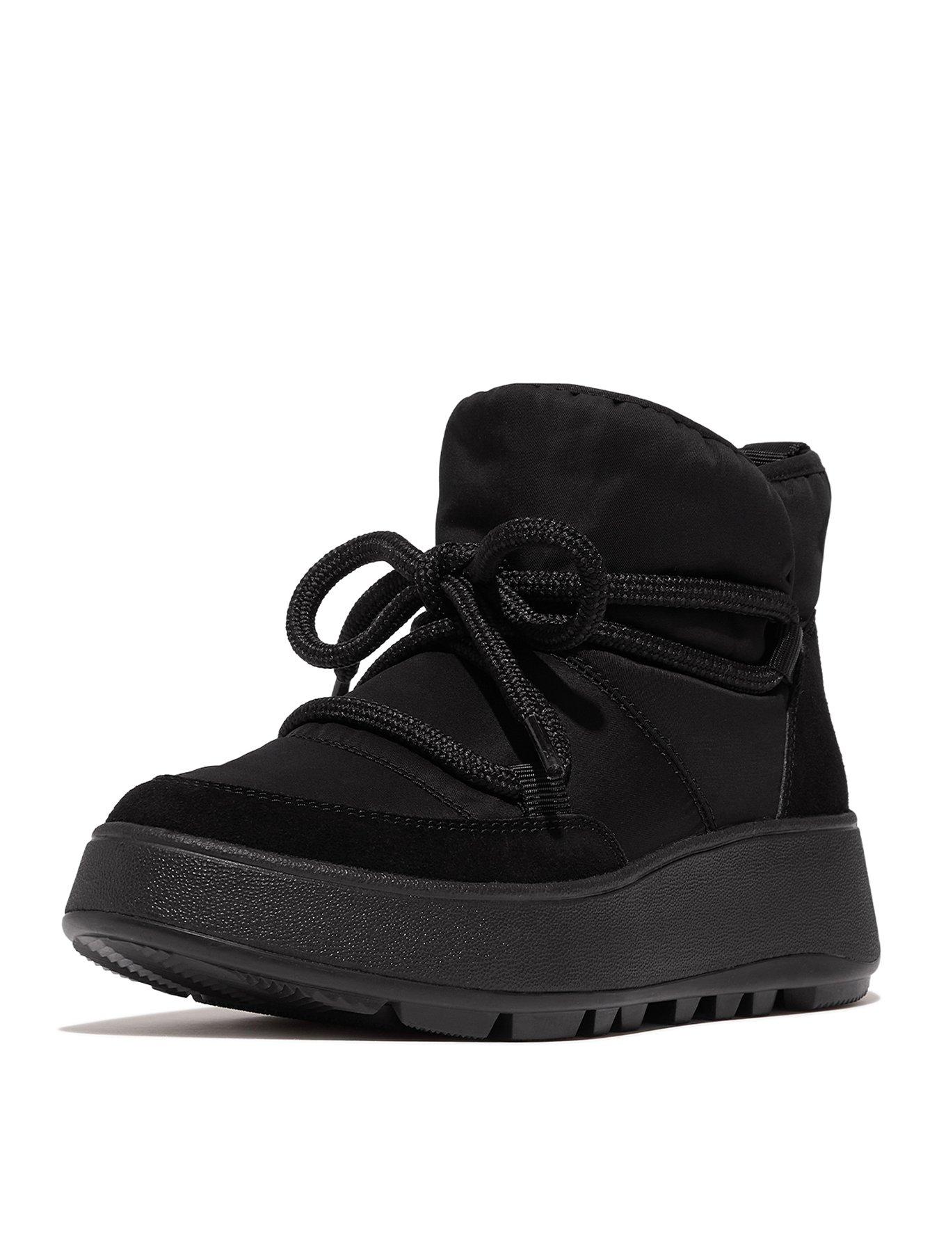 Image 2 of 5 of FitFlop F-Mode Water Resistant Biofleece Mesh Flatform Booties - Black
