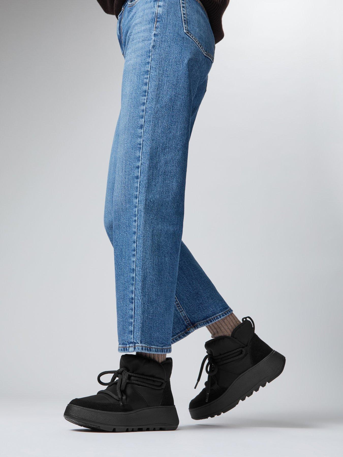 Image 5 of 5 of FitFlop F-Mode Water Resistant Biofleece Mesh Flatform Booties - Black