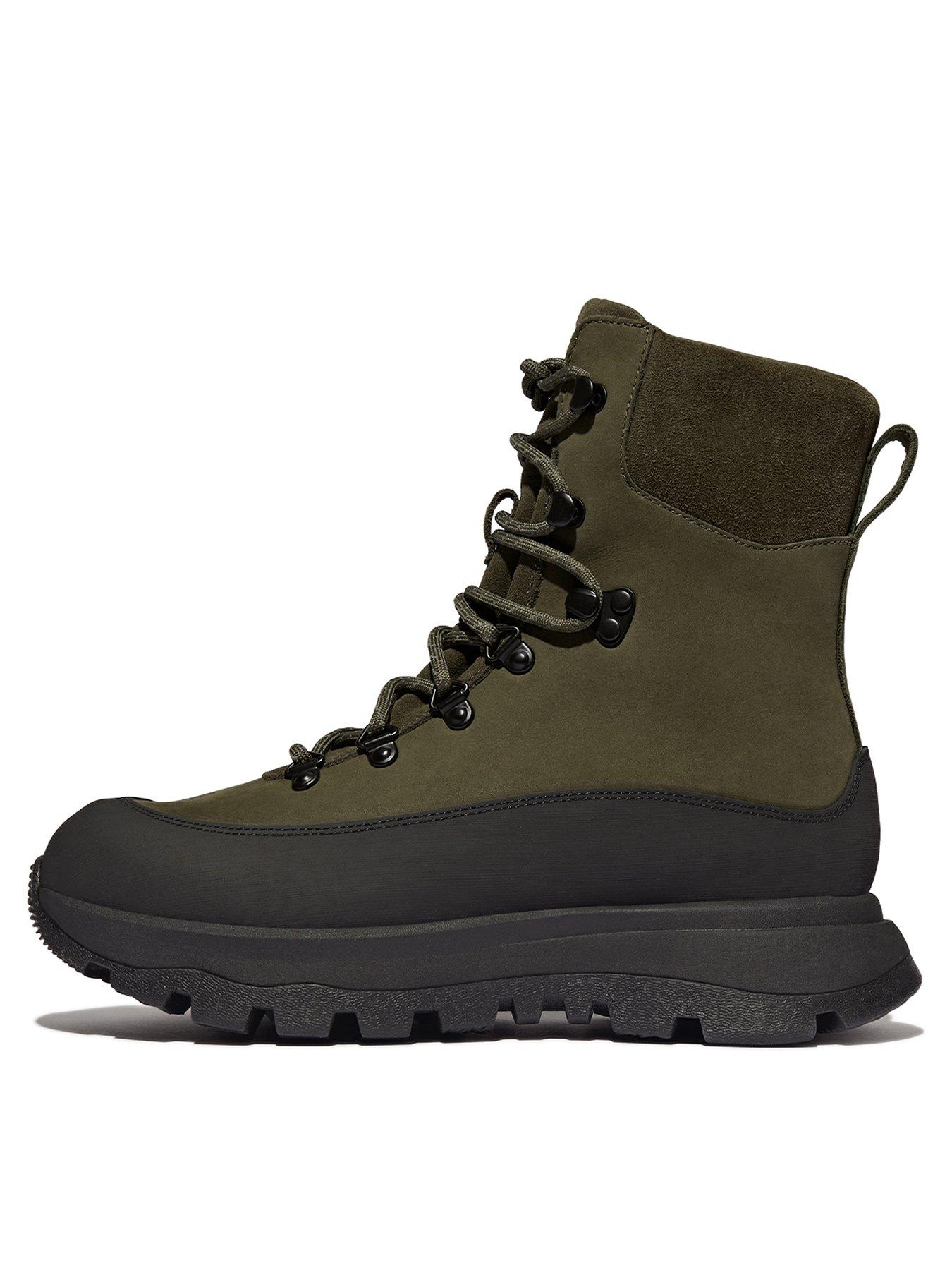 FitFlop Neo d hyker Waterproof Nubuck suede Outdoor Boots Deep Olive black Very